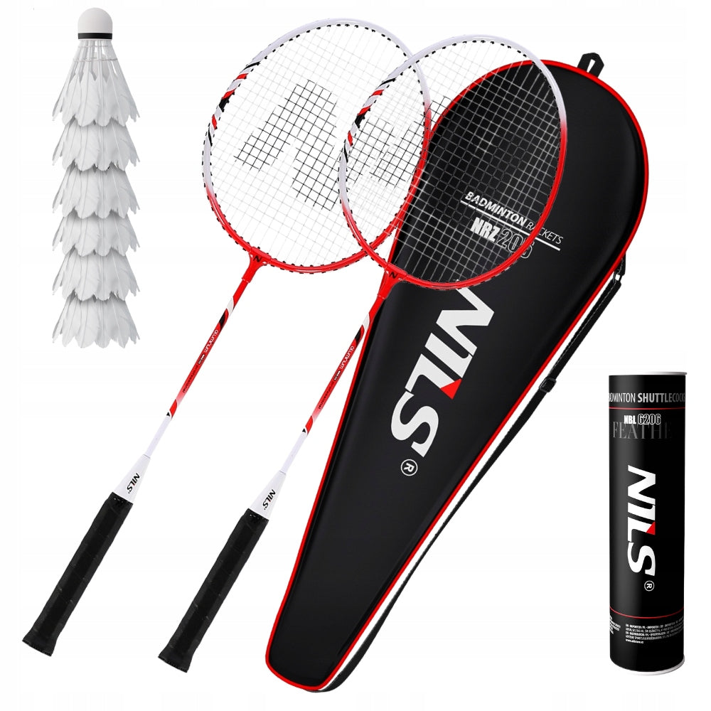Set of 2 Rockets + 6 Feather Darts for Playing Badminton in NILS Cover