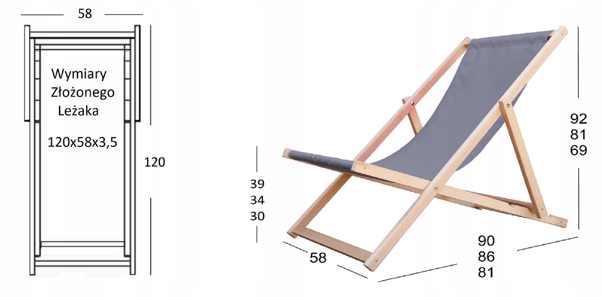 Set of 2 Wooden Sun Loungers + Garden Table Manufacturer code ZE_8