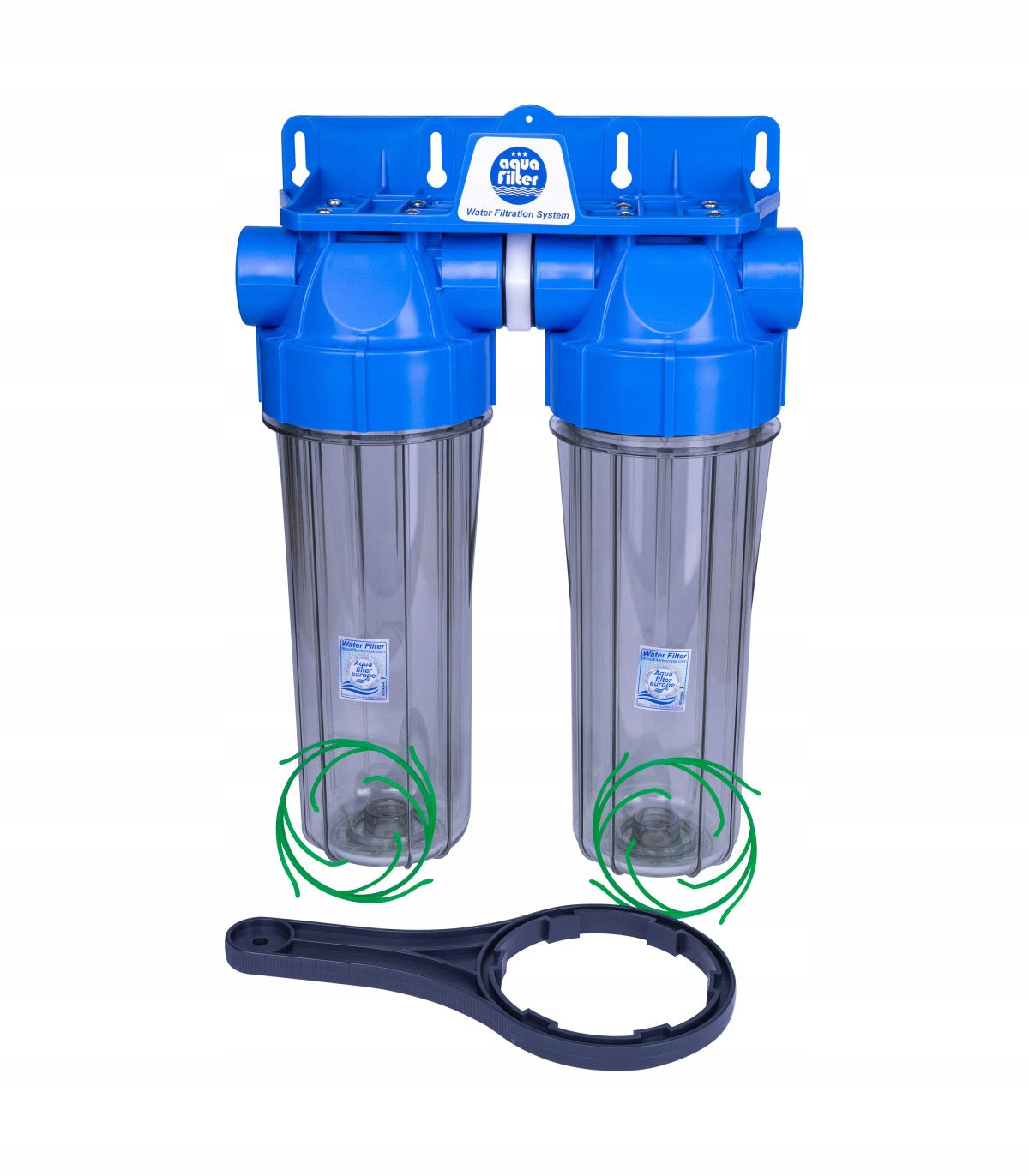Set of 2 bodies 10" transparent thread 1/2" Aquafilter FHPRCL12-B-TWIN