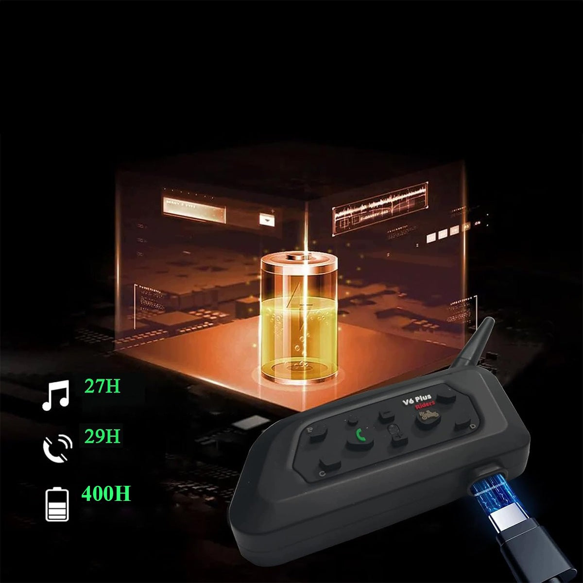 Set of 2 intercoms V6 Plus Bluetooth 5.1 for helmet, connectivity 6 pers. EAN (GTIN) 4058812921514