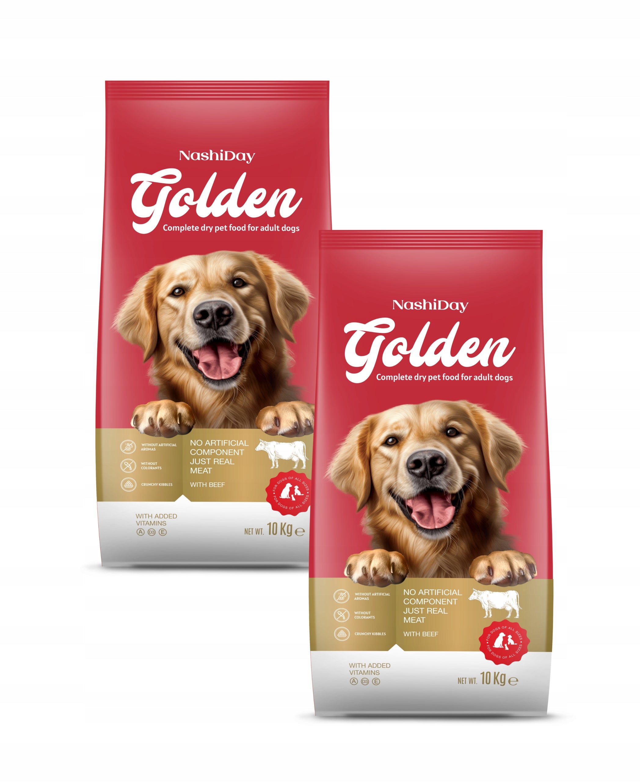 Set of 2 x 10 kg Golden Dog with Beef Economical Dog Food