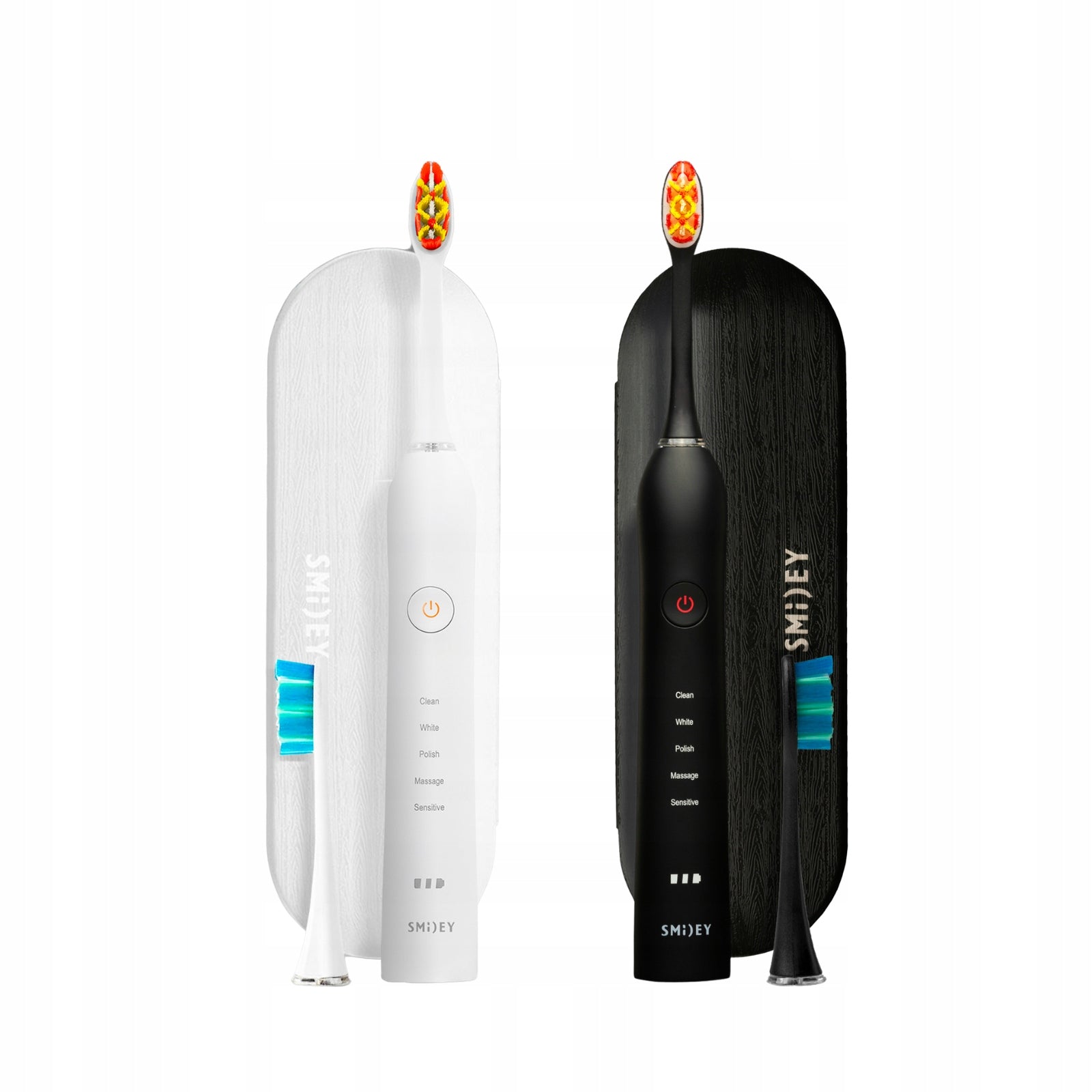 Set of 2 x sonic toothbrush Smiley Pro White Black + White + 2 x case