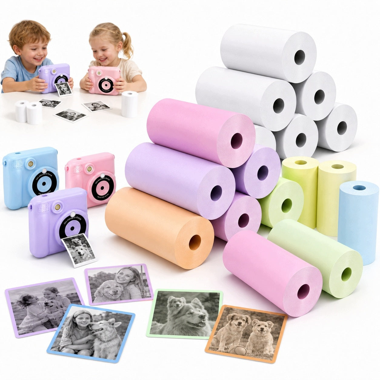 Set of 20 Thermal Paper Rolls for Kids Camera