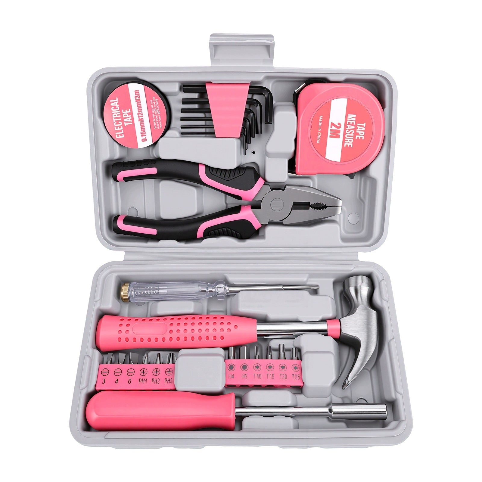 Set of 24 Mini Tool Set with Non-Slip Handle Pink 9X