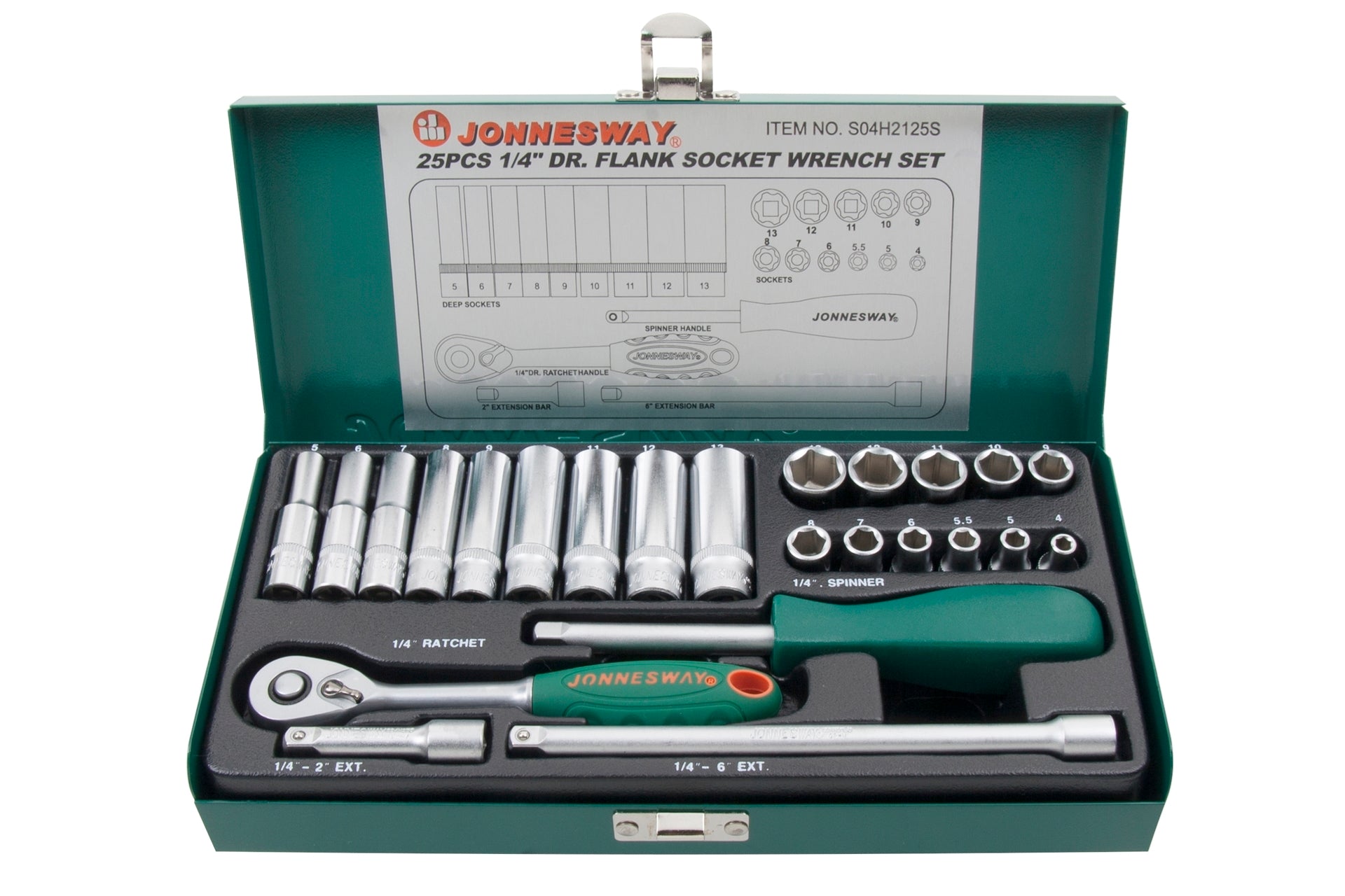 Set of 25 tools 1/4'' S04H2125S Jonnesway