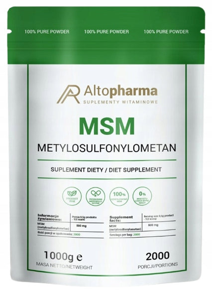 Set of 2x AltoPharma MSM 1 kg JOINTS BONES ORGANIC SULFUR 500 mg Medical device no