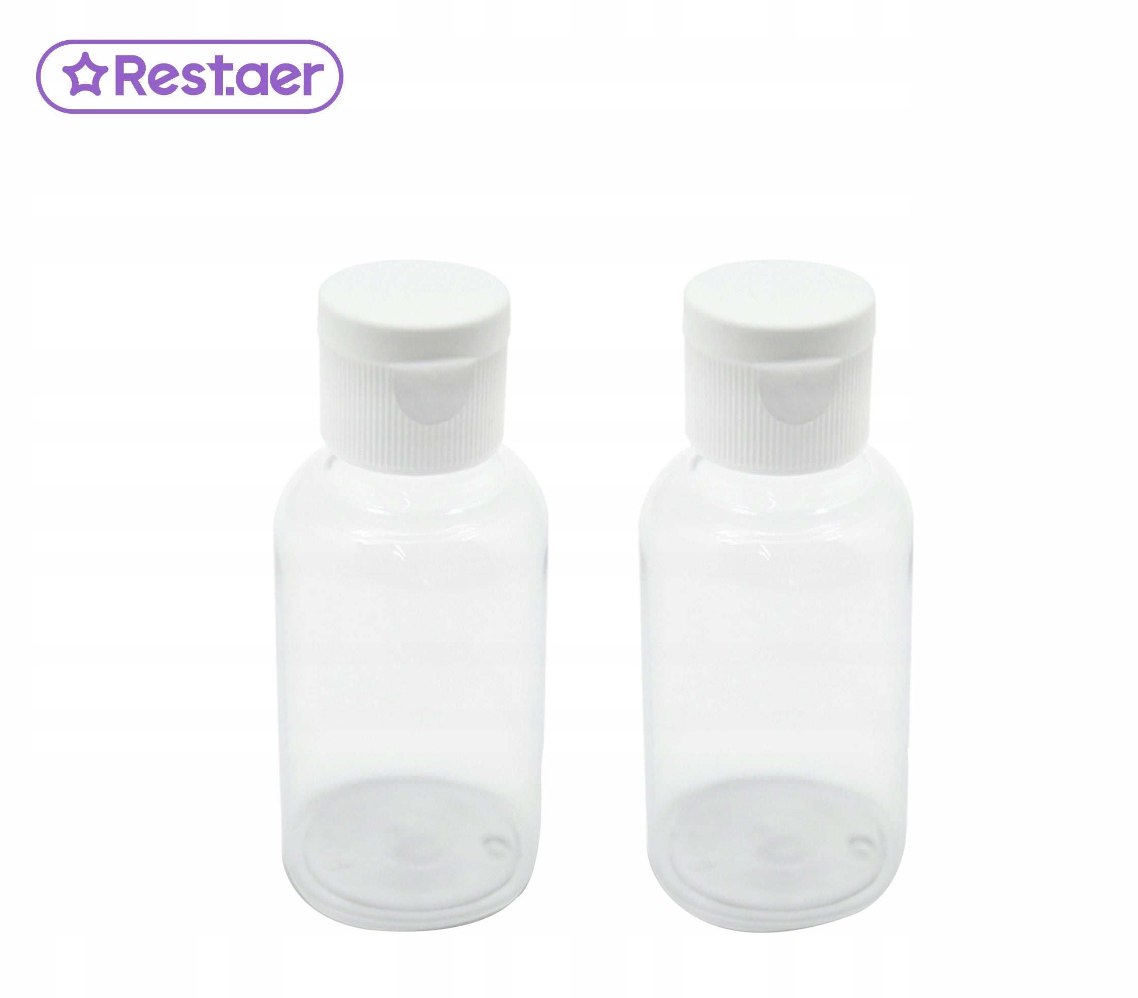 Set of 2x50 ml bottles - transparent, with flap, for cosmetics