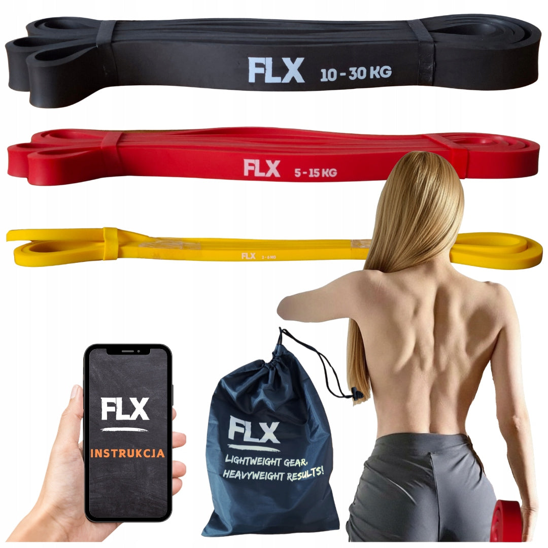 Set of 3 Resistance Rubber Bands for Pull-Up Strength Training Exercises