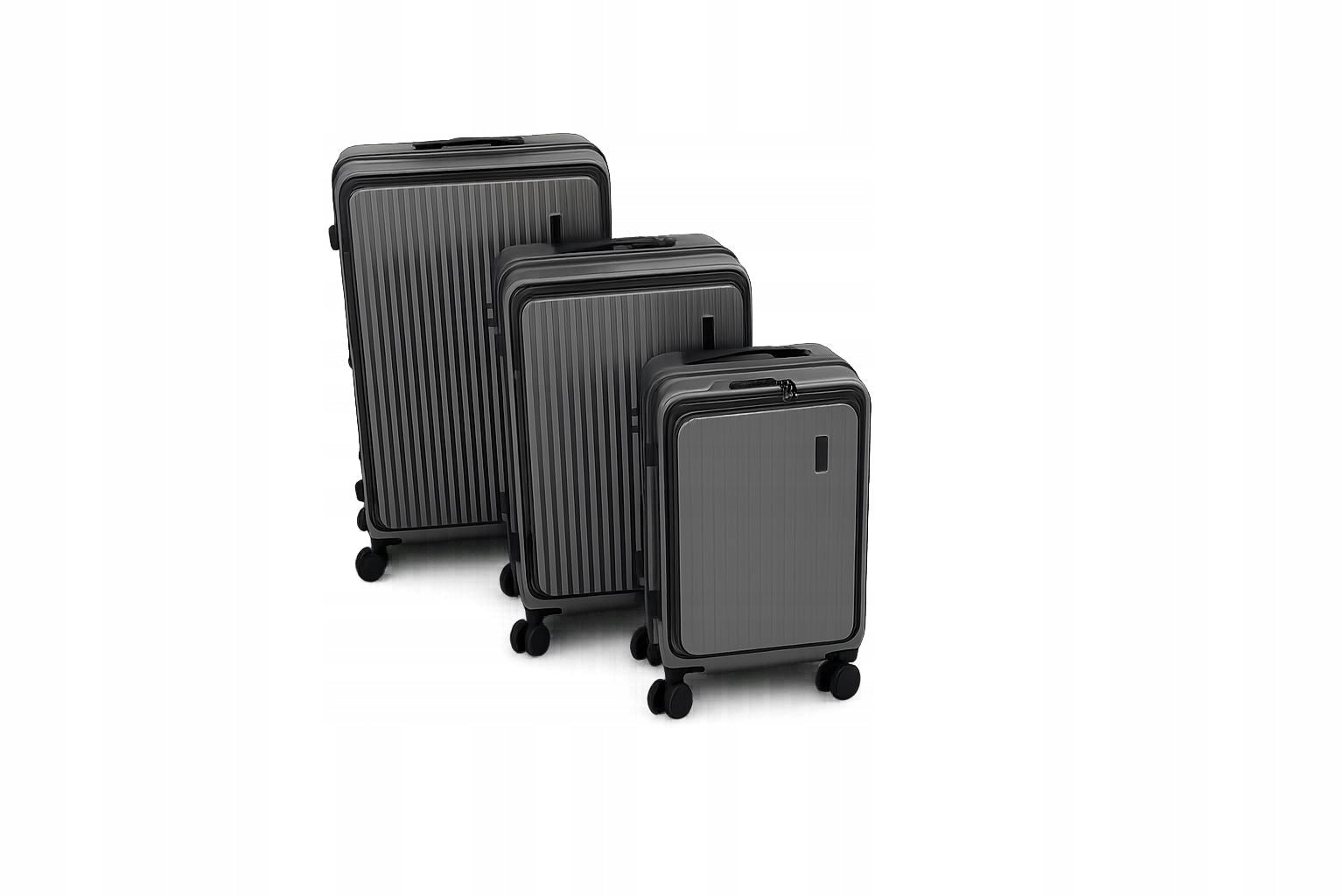 Set of 3 TABI Premium Suitcases – GRAPHITE TSA Wheels 360°Extended Depth (shorter edge) 31 cm