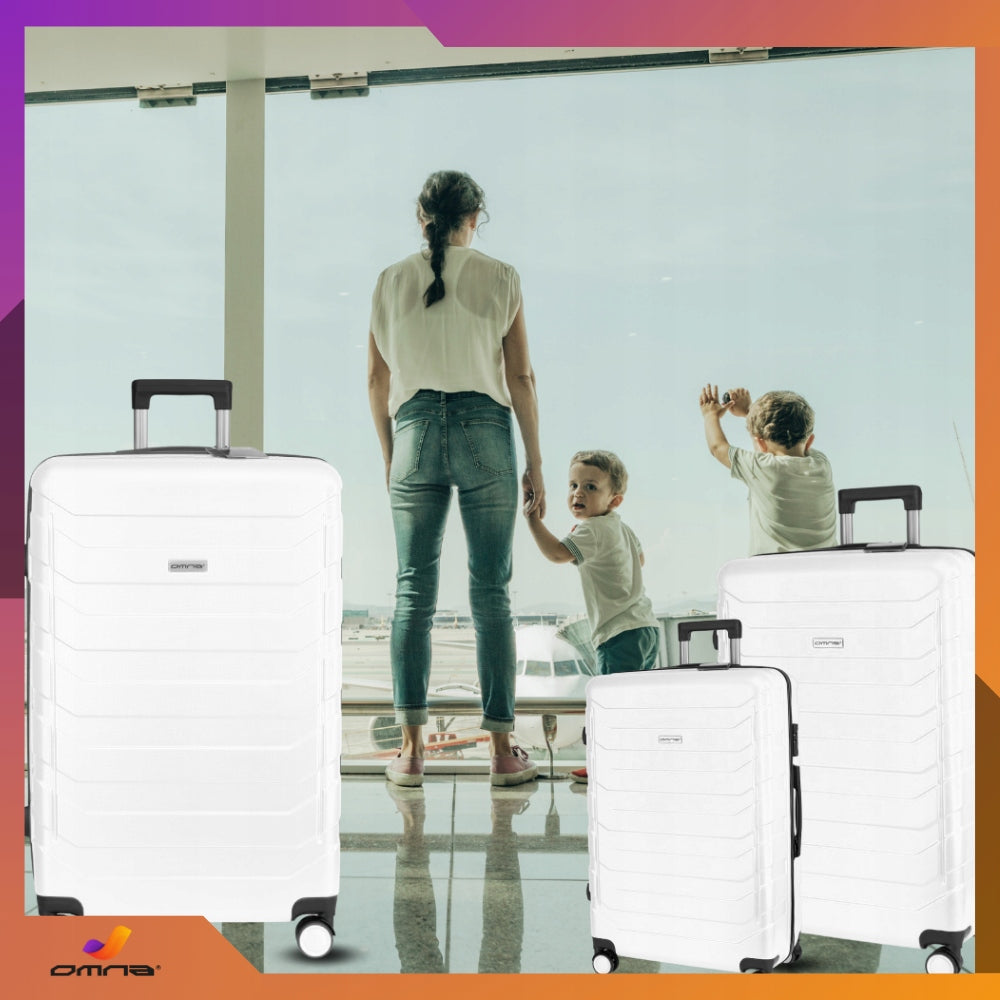 Set of 3 travel suitcases 3in1 ABS luggage trunk on wheels 94L+63L+40L Brand Omna