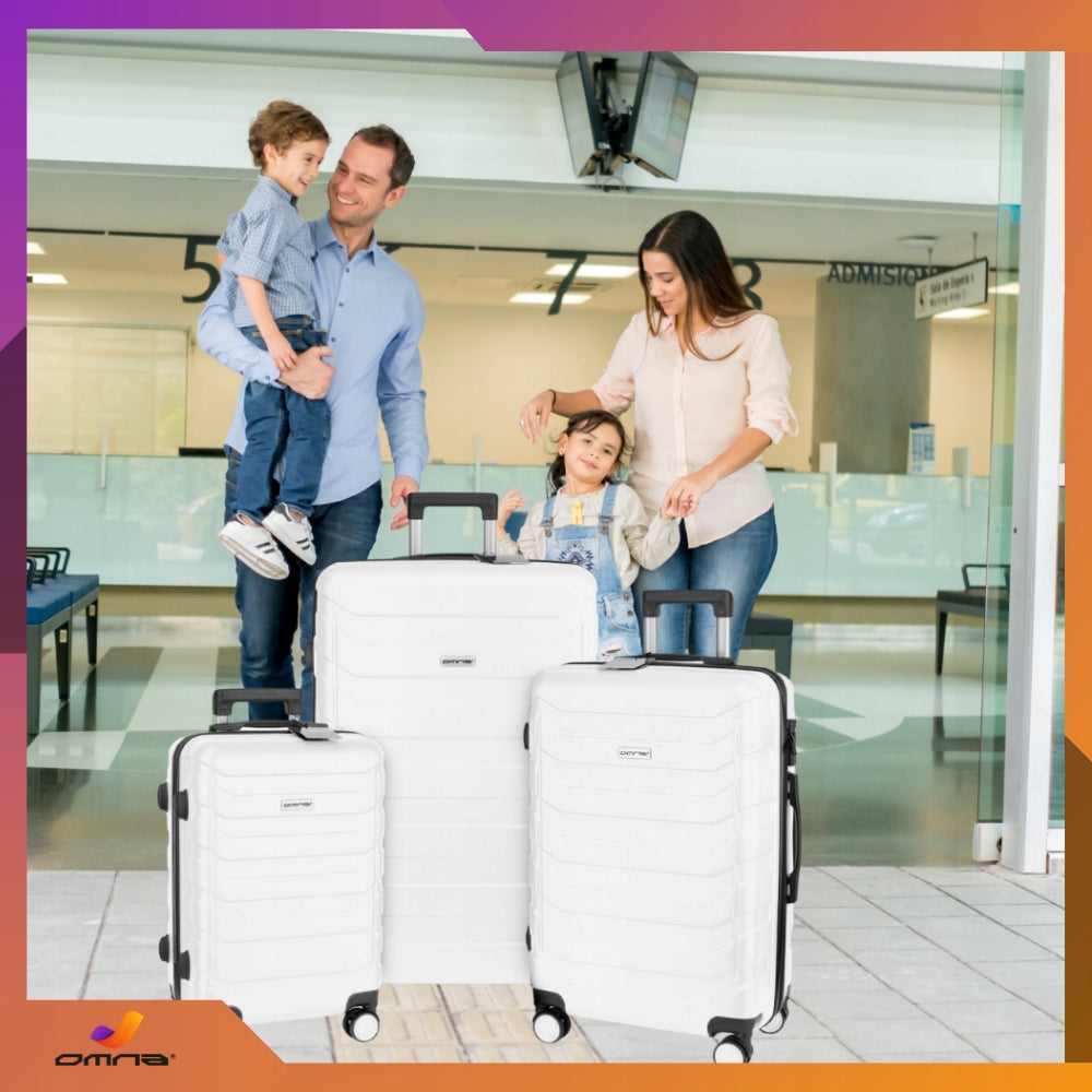 Set of 3 travel suitcases 3in1 ABS luggage trunk on wheels 94L+63L+40L Model ARIZONA BIAŁY 40L+63L+94L