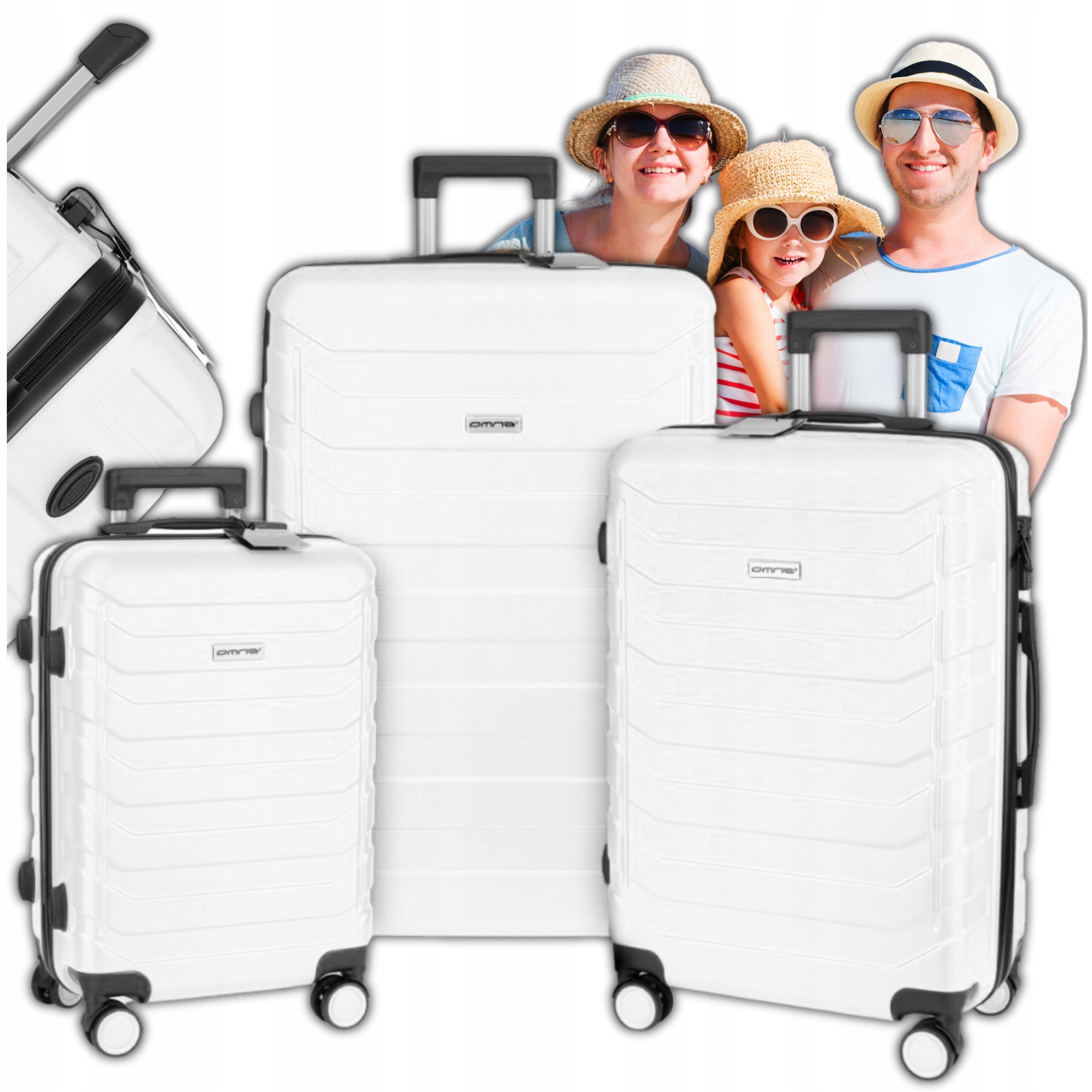 Set of 3 travel suitcases 3in1 ABS luggage trunk on wheels 94L+63L+40L