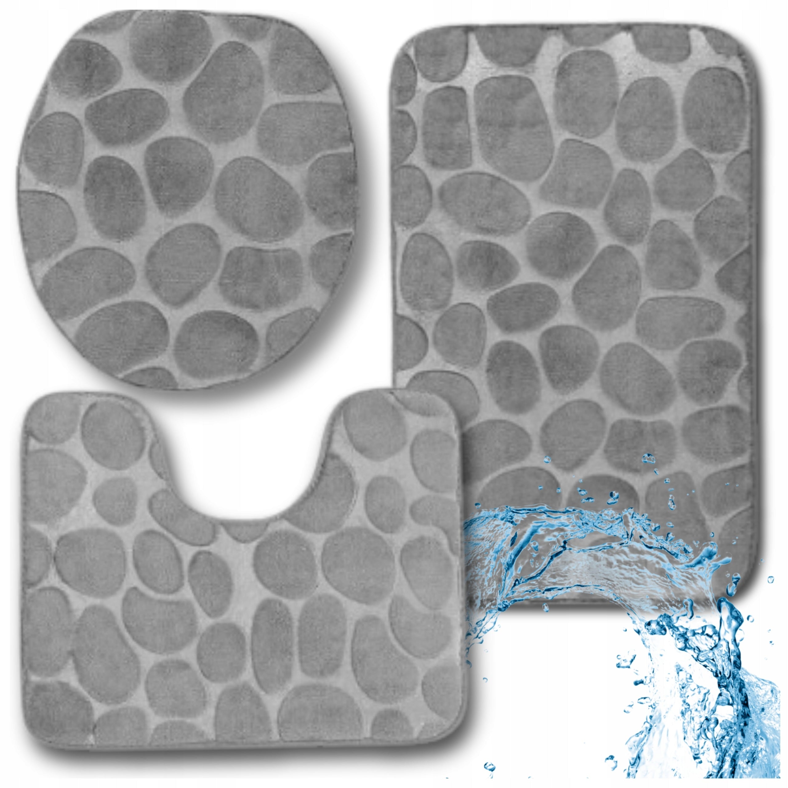 Set of 3pcs Bathroom Rugs Non-Slip Absorbent Mat Manufacturer code Komplet zestaw 3szt dywaników łazienkowych