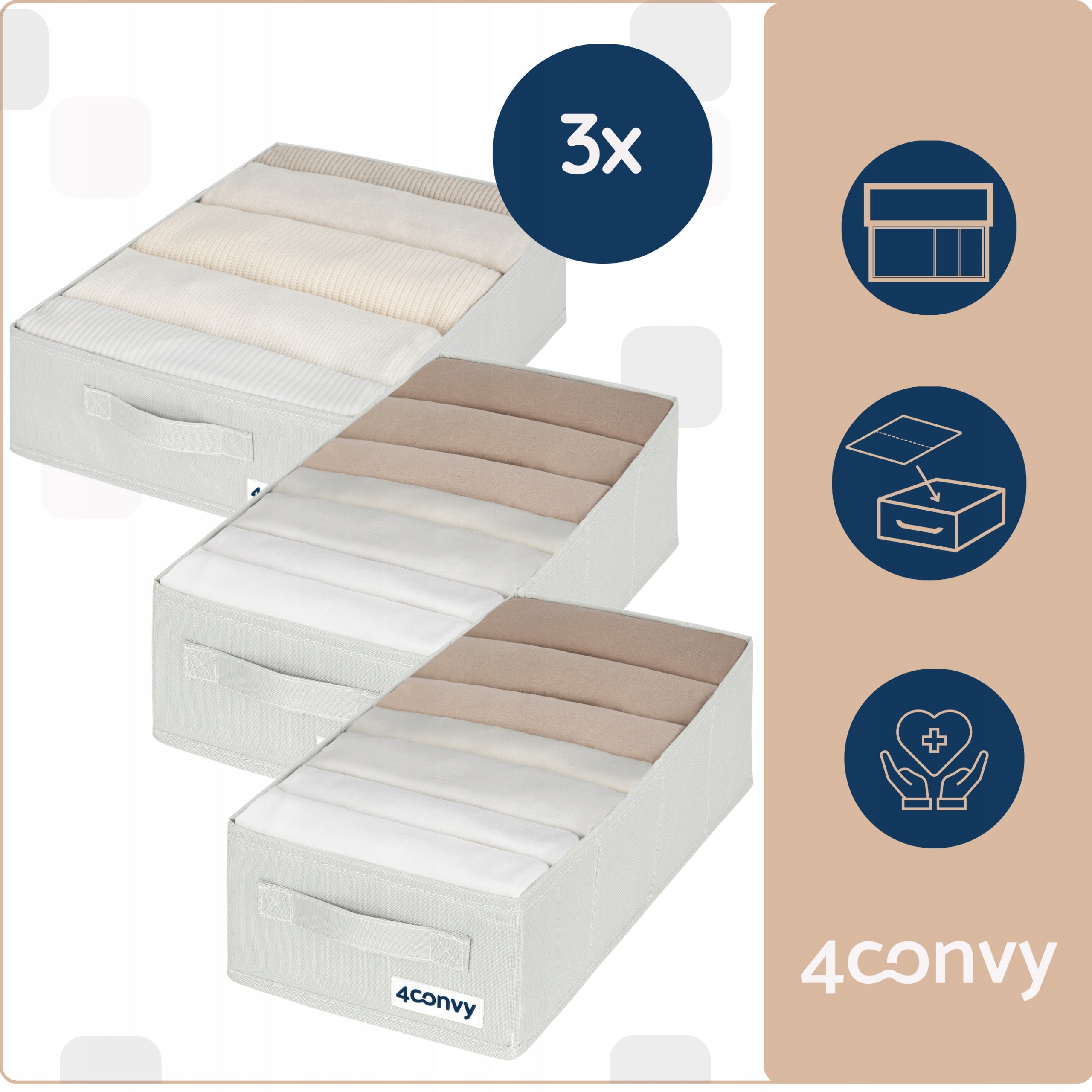 Set of 3x organizer box clothes container underwear for dresser M A L M EAN (GTIN) 728204304891