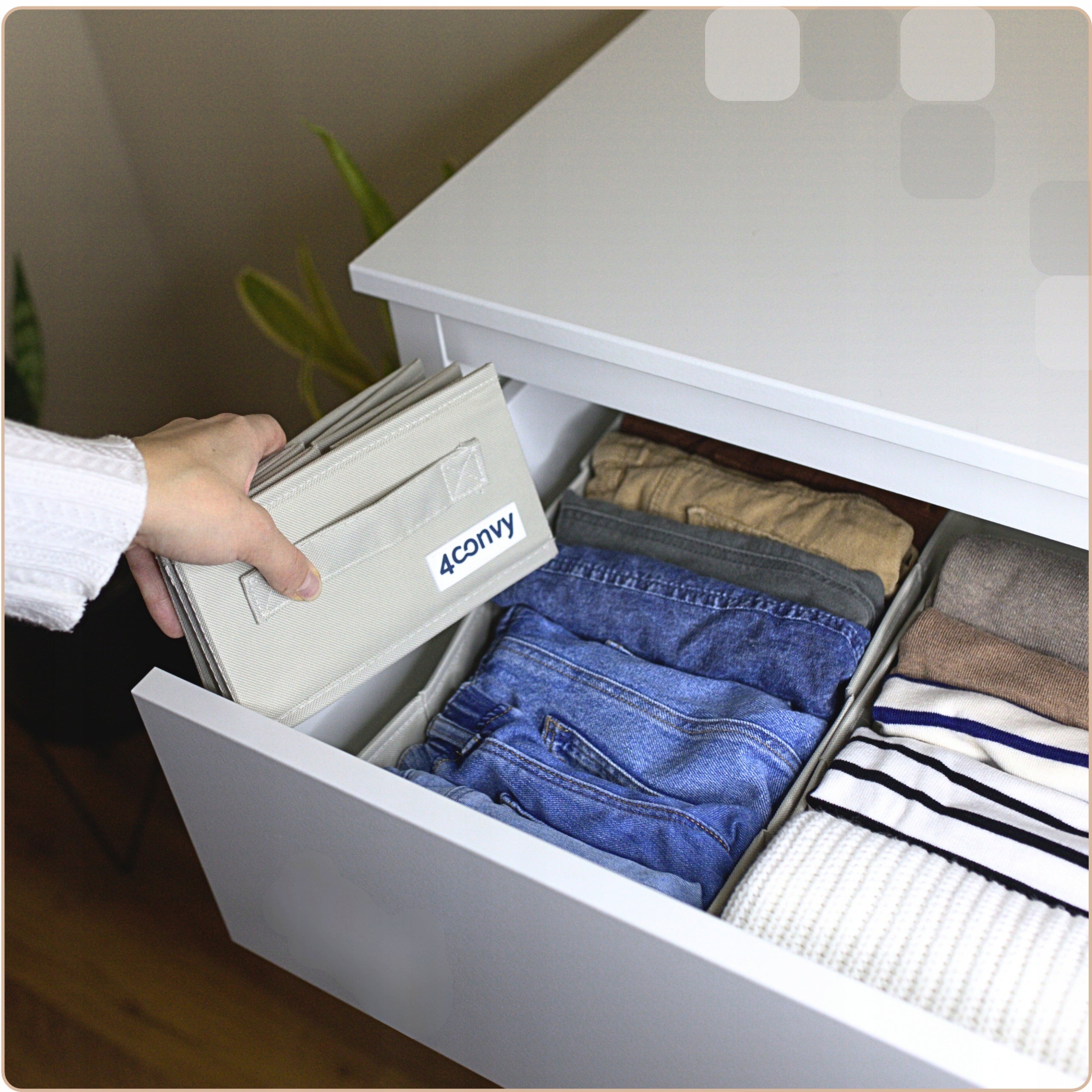 Set of 3x organizer box clothes container underwear for dresser M A L M Product width 30 cm