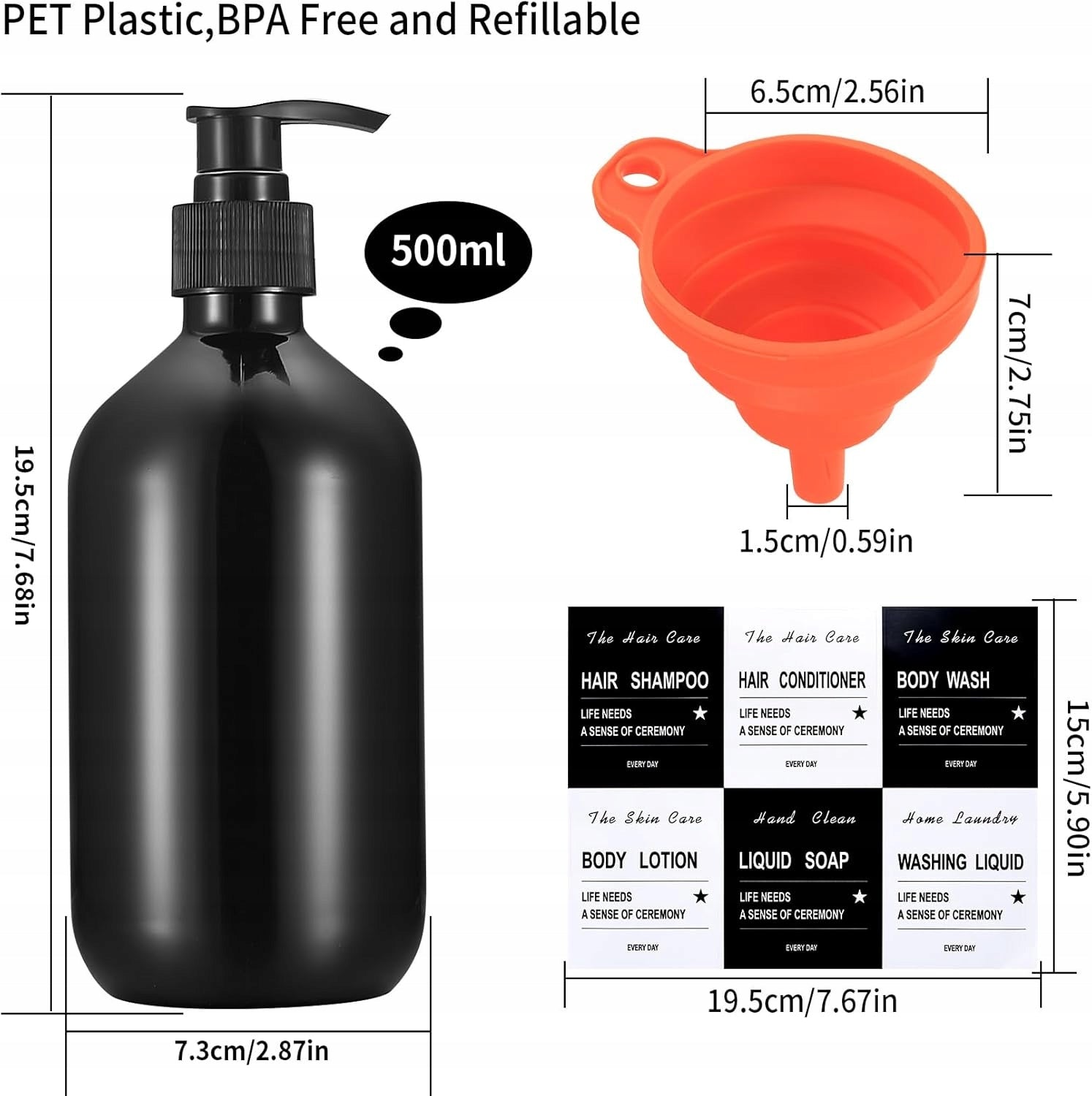Set of 4 Empty Shampoo Container, 500 ml Soap Dispenser, Plastic Manufacturer code KITCHSET1
