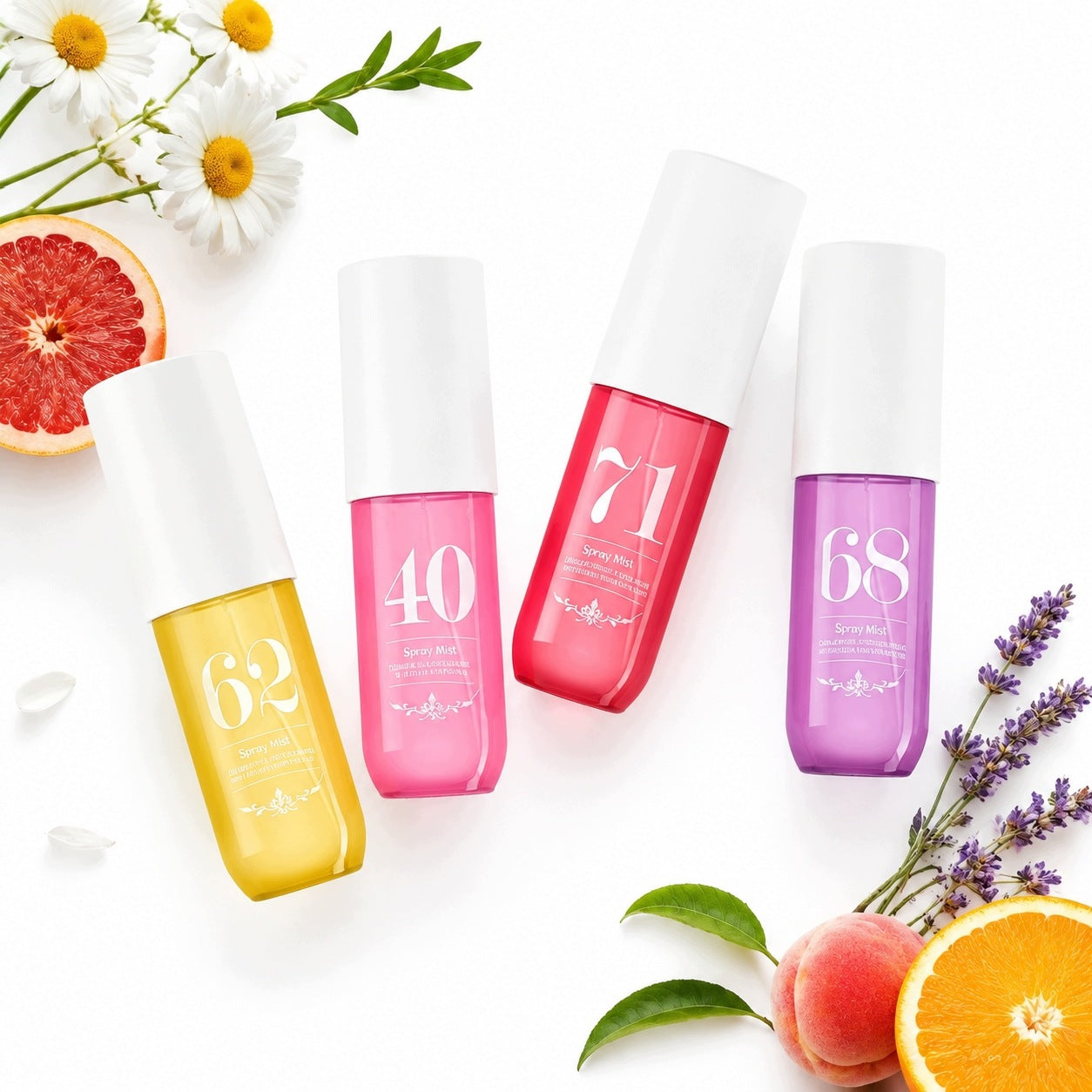 Set of 4 Fruit Fragrance Mist 90ml for Body and Hair