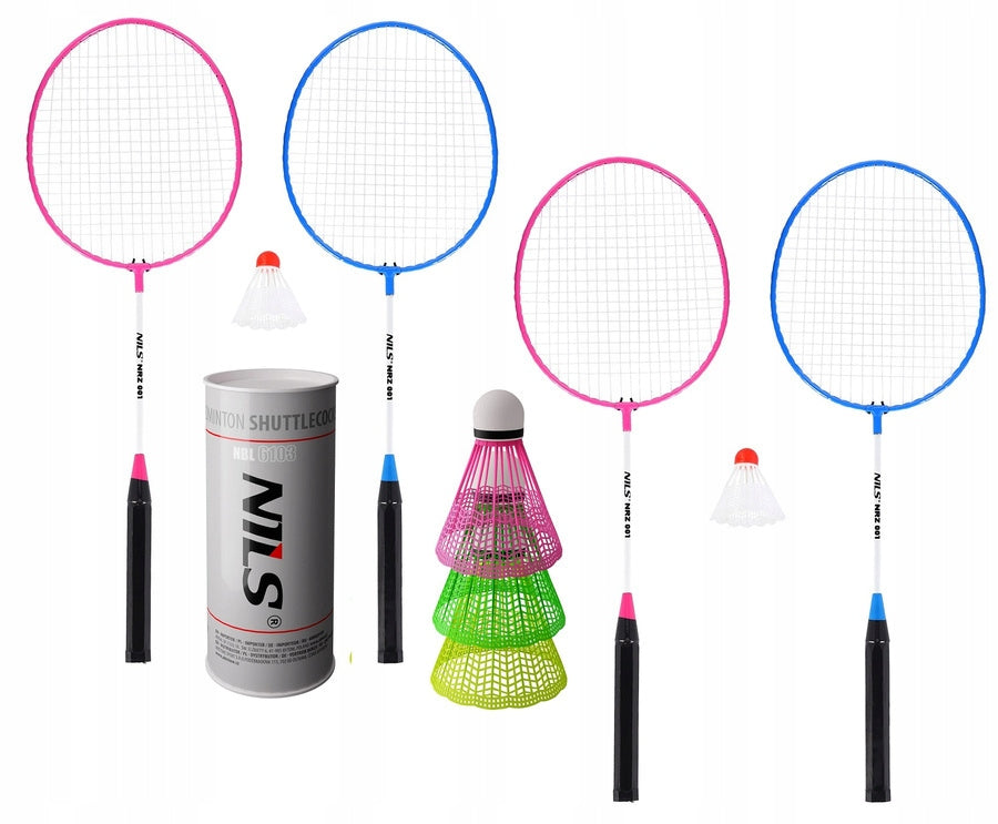 Set of 4 Rockets + 5 Nylon Darts for Recreational Game in Badminton Packaging status original