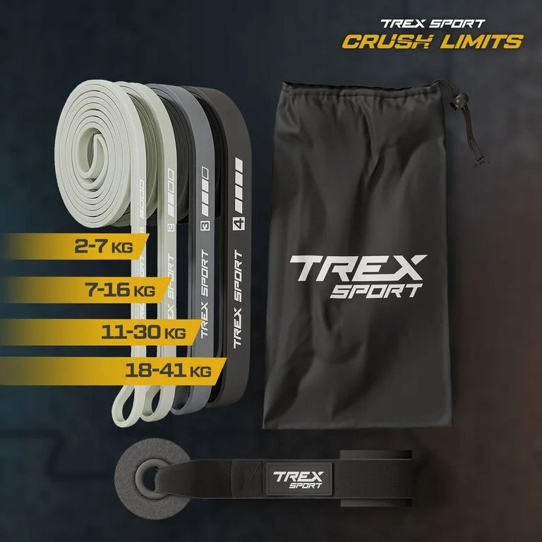Set of 4 exercise rubbers power band strong fitness rubber 2-41 kg Trex Sport Packaging status original