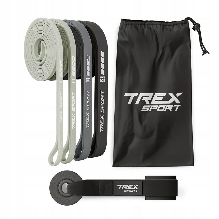 Set of 4 exercise rubbers power band strong fitness rubber 2-41 kg Trex Sport