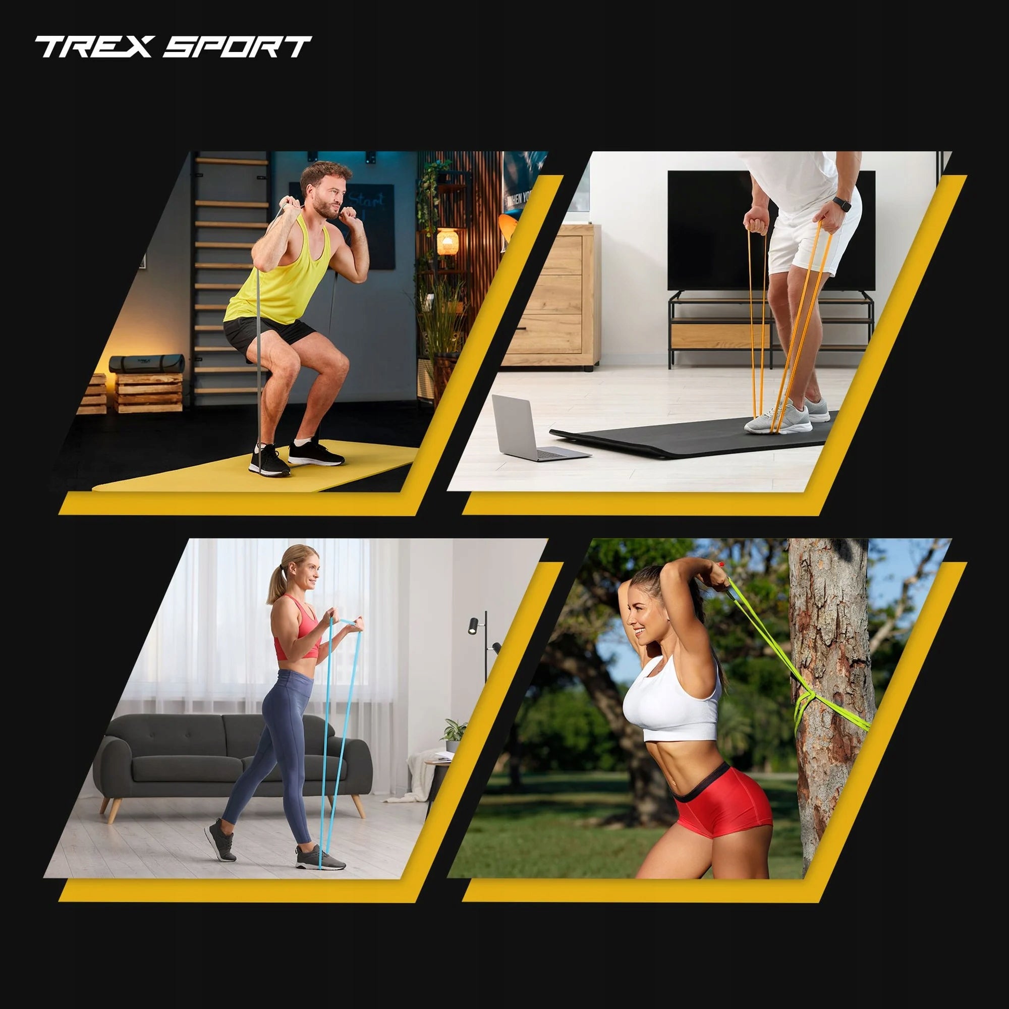 Set of 4 exercise rubbers power band strong resistance rubber fitness Trex Sport Width 55 mm
