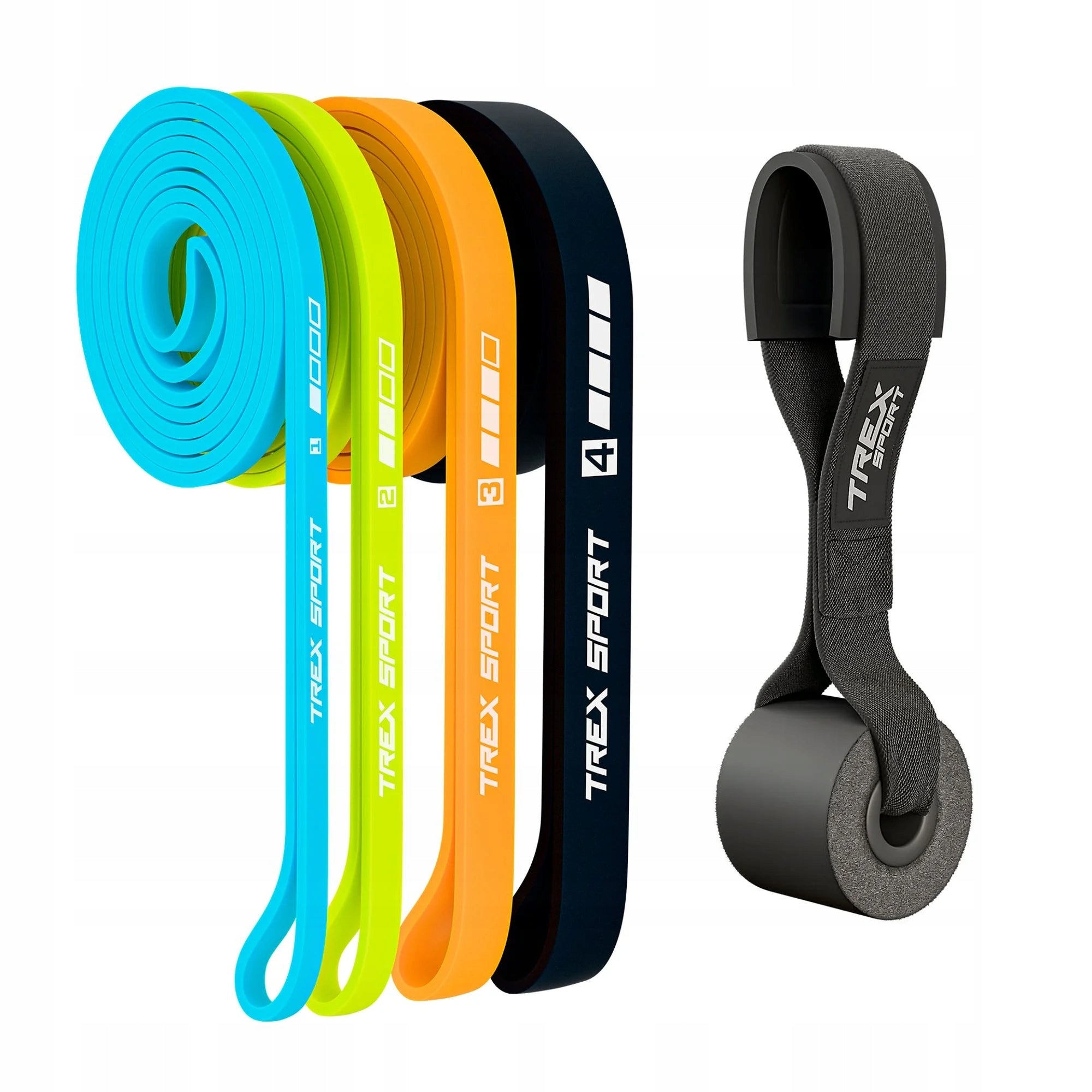 Set of 4 exercise rubbers power band strong resistance rubber fitness Trex Sport