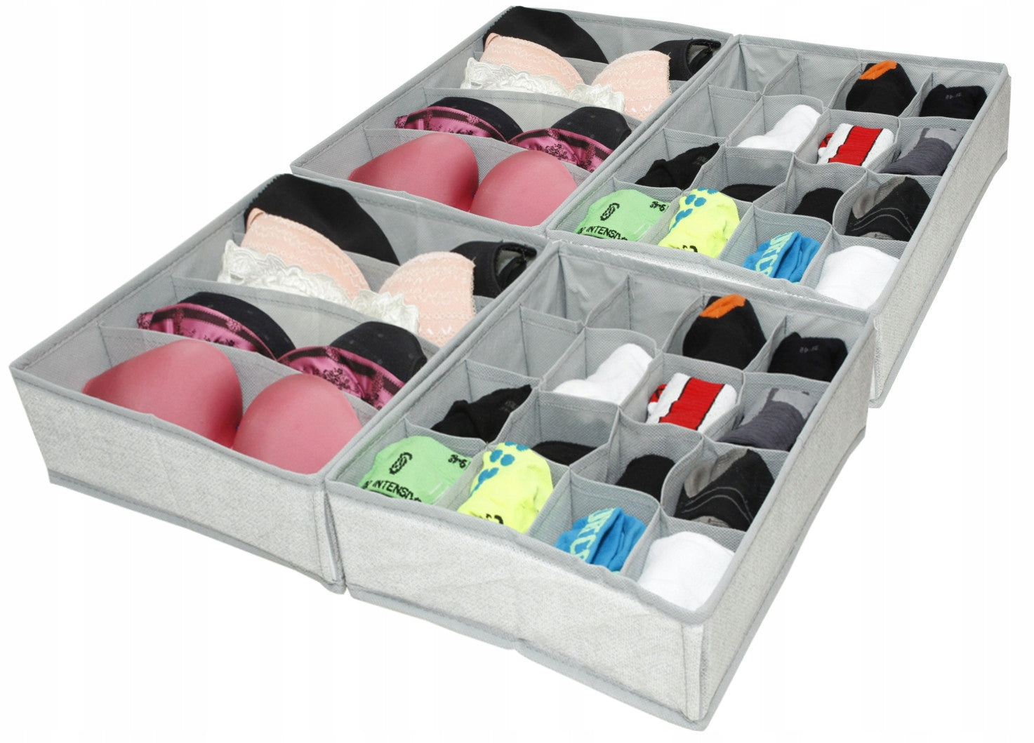 Set of 4 organizers grey for drawer underwear socks ties