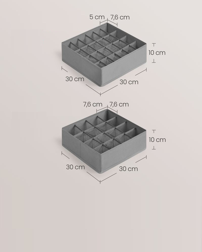 Set of 4 underwear organizers SONGMICS - grey, for drawer, 30x30cm Kind wardrobe organizer