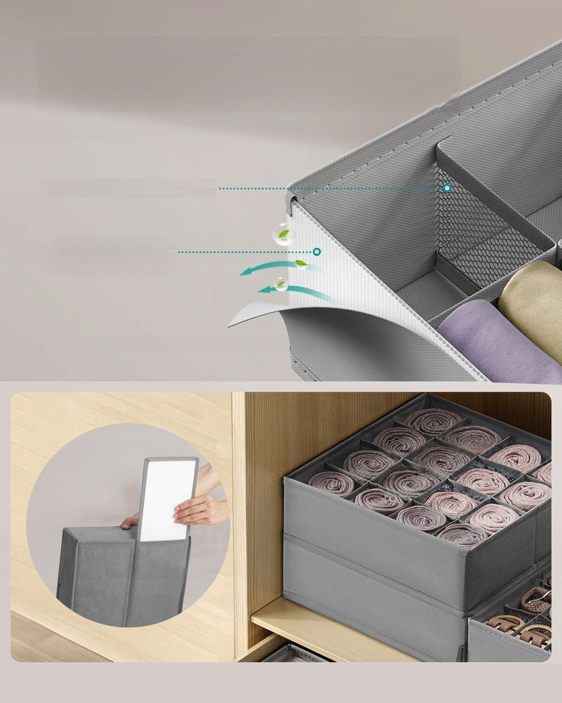 Set of 4 underwear organizers SONGMICS - grey, for drawer, 30x30cm Manufacturer code RUS011G01