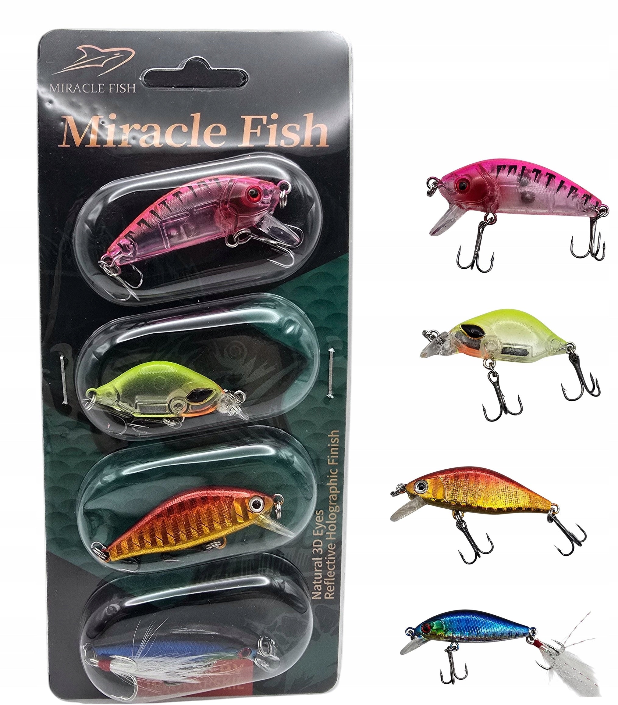 Set of 4x Wobbler Miracle Fish 3 - 4,5 cm Mix