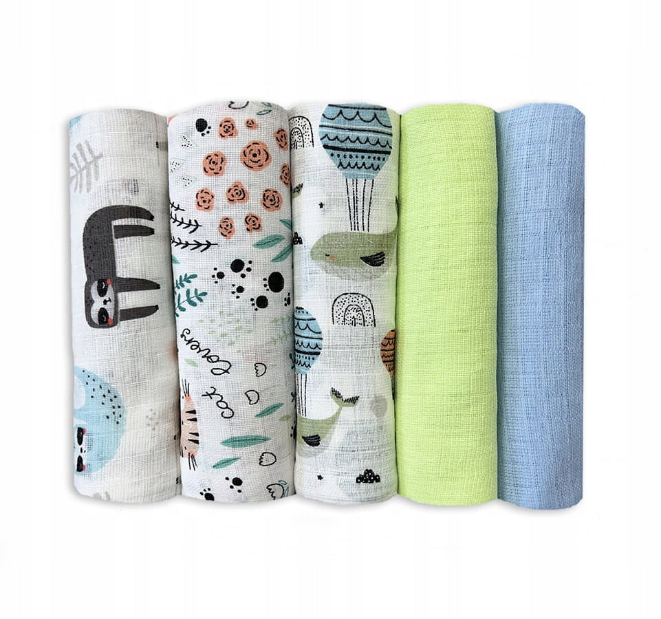 Set of 5 Cotton Tetra Diapers 70x80 Dolce Sonno