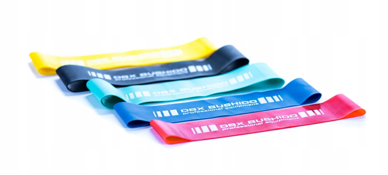 Set of 5 Exercise Rubbers Mini Power Band Training Tapes DBX Bushido Color multicolor