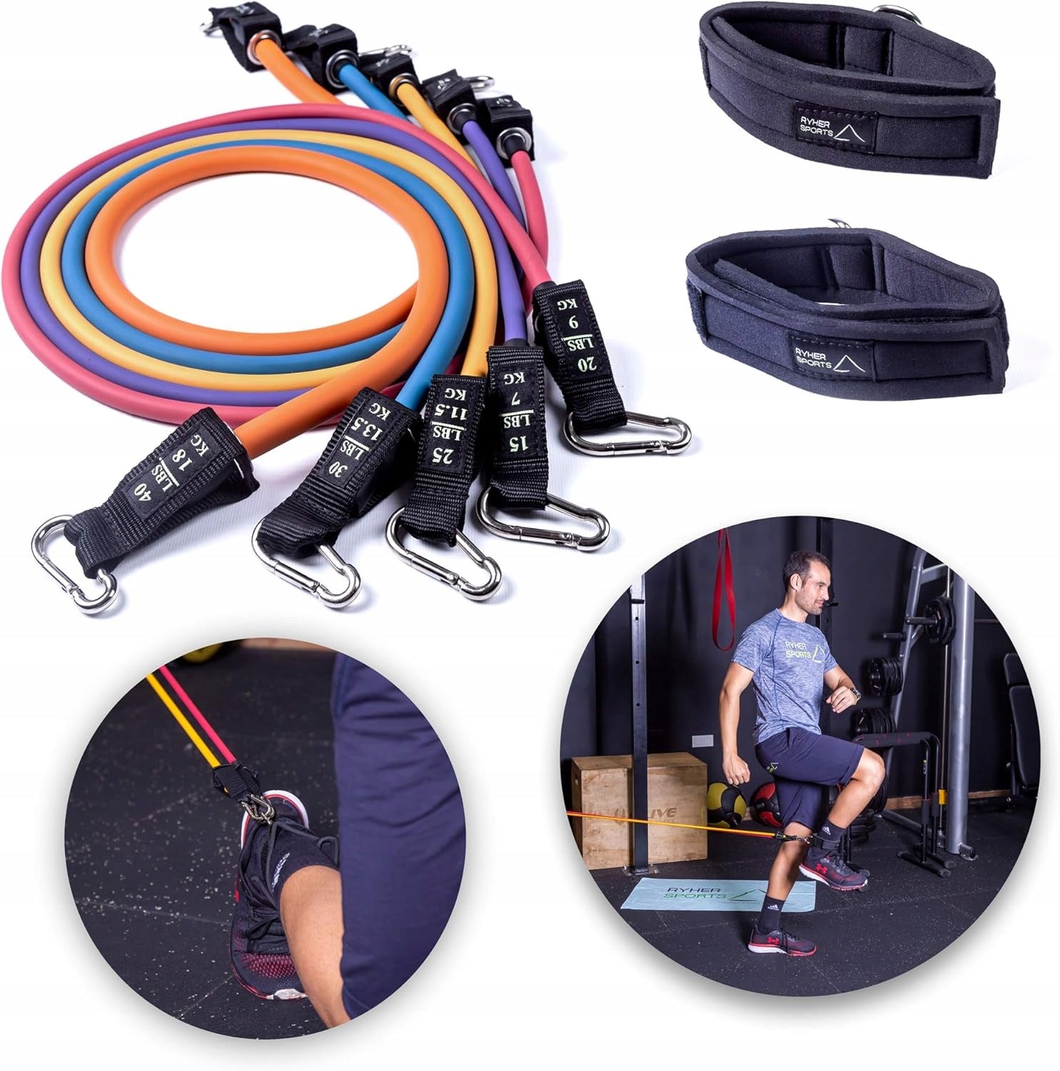 Set of 5 Flexible Tube Tapes, Exercise Resistance Rubbers Brand Majestic Sport