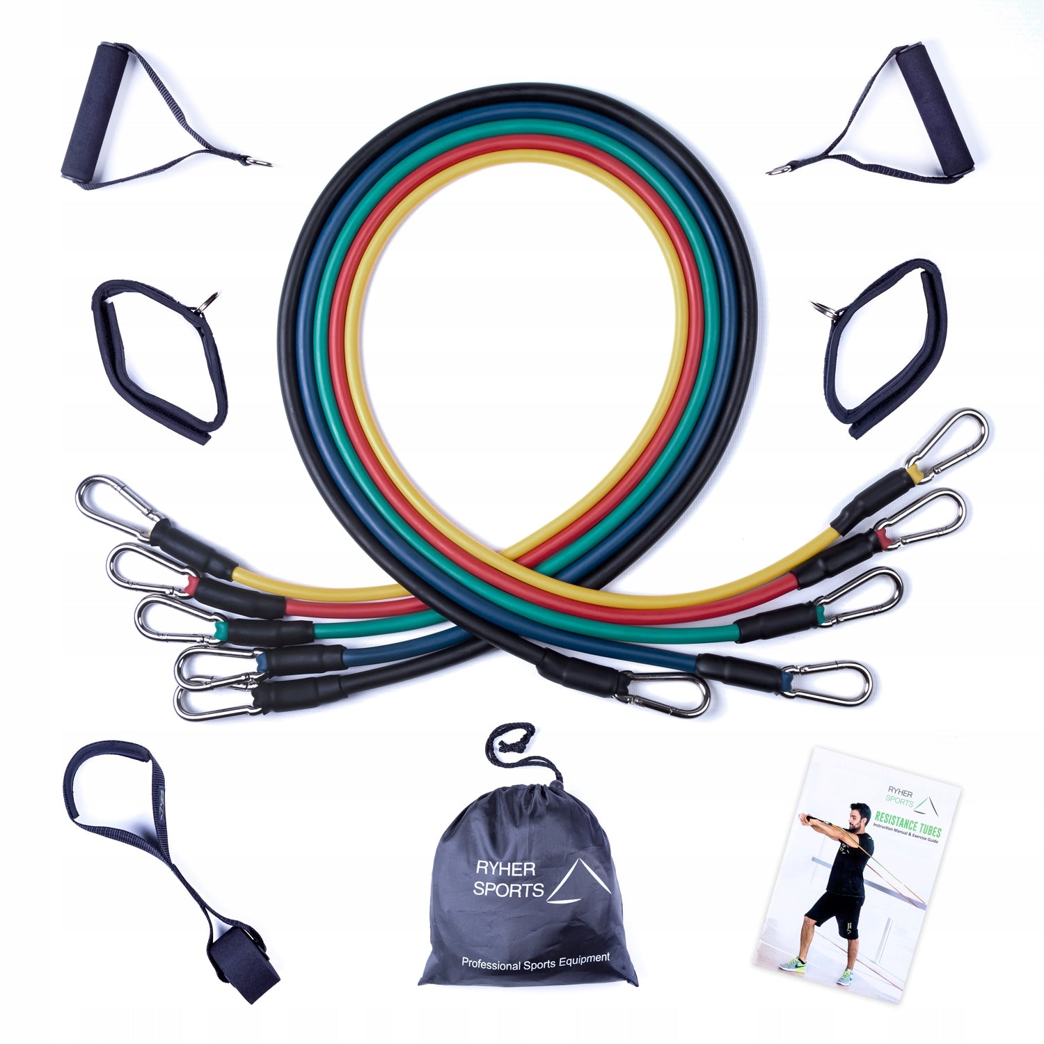 Set of 5 Flexible Tube Tapes, Exercise Resistance Rubbers
