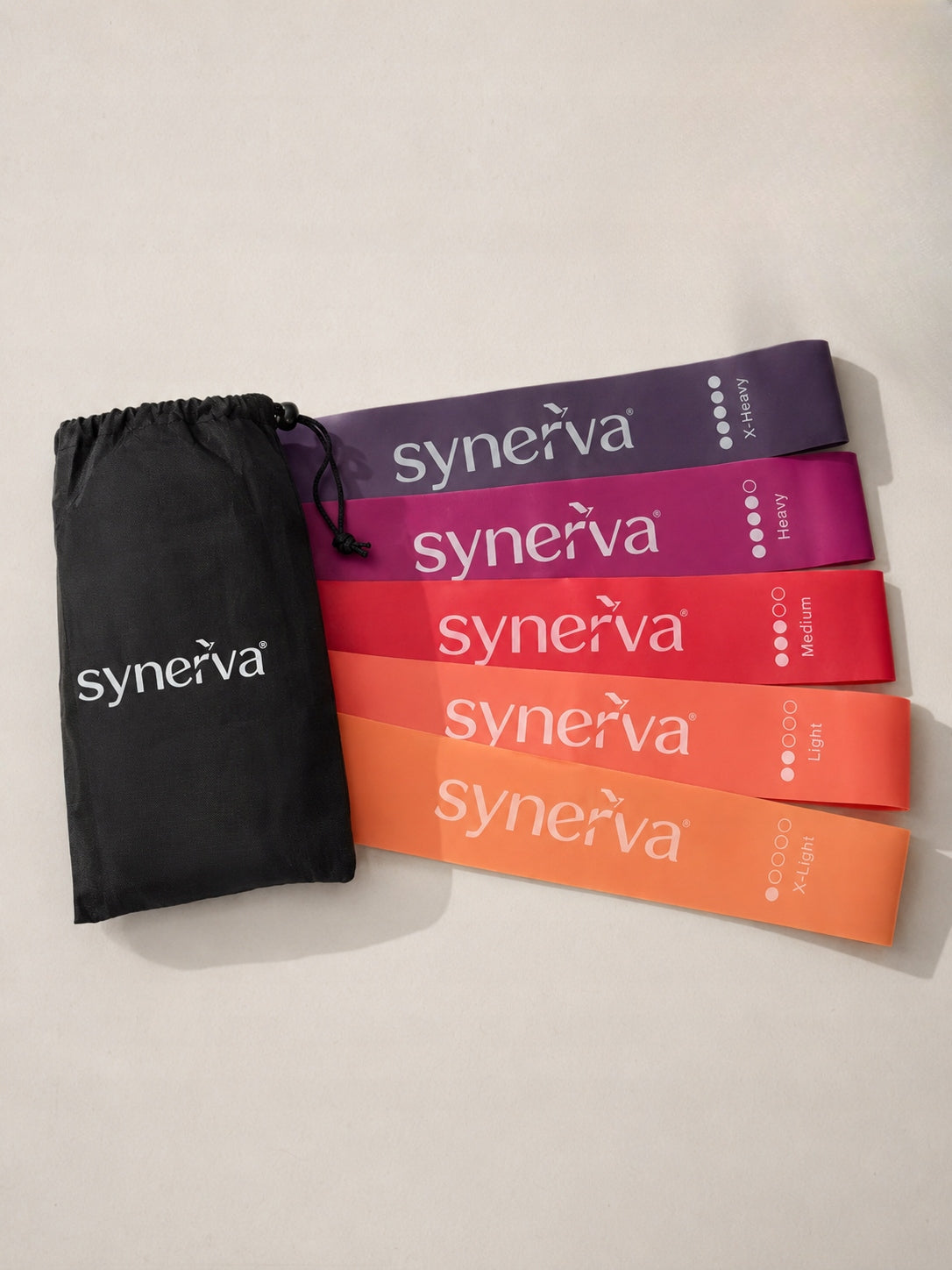 Set of 5 Resistance Rubbers Mini Band Latex Pink Synerva + eBook Manufacturer code RBL5MP