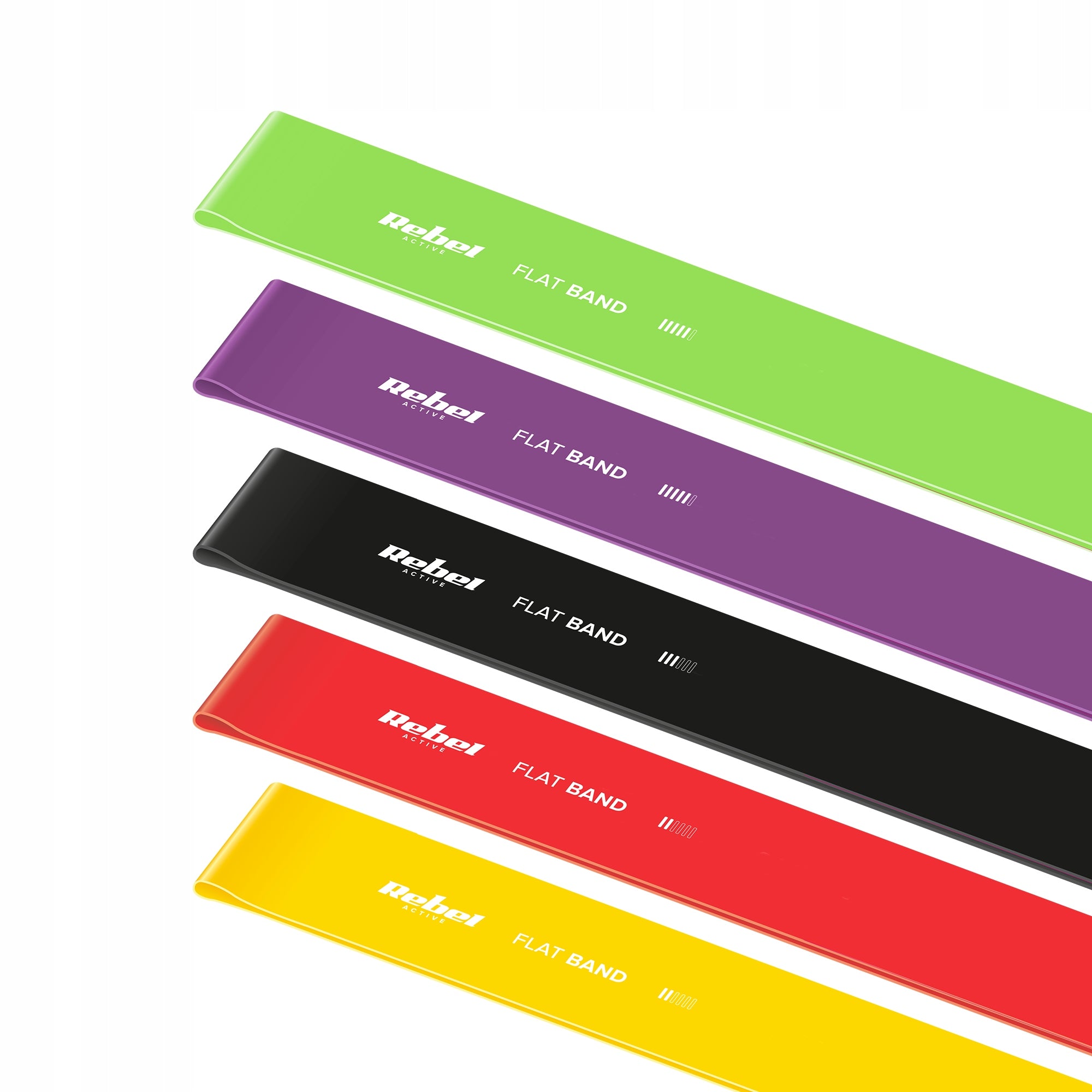 Set of 5 Rubber Exercise Bands Rehabilitation Fitness Band 2M Rebel Brand Rebel