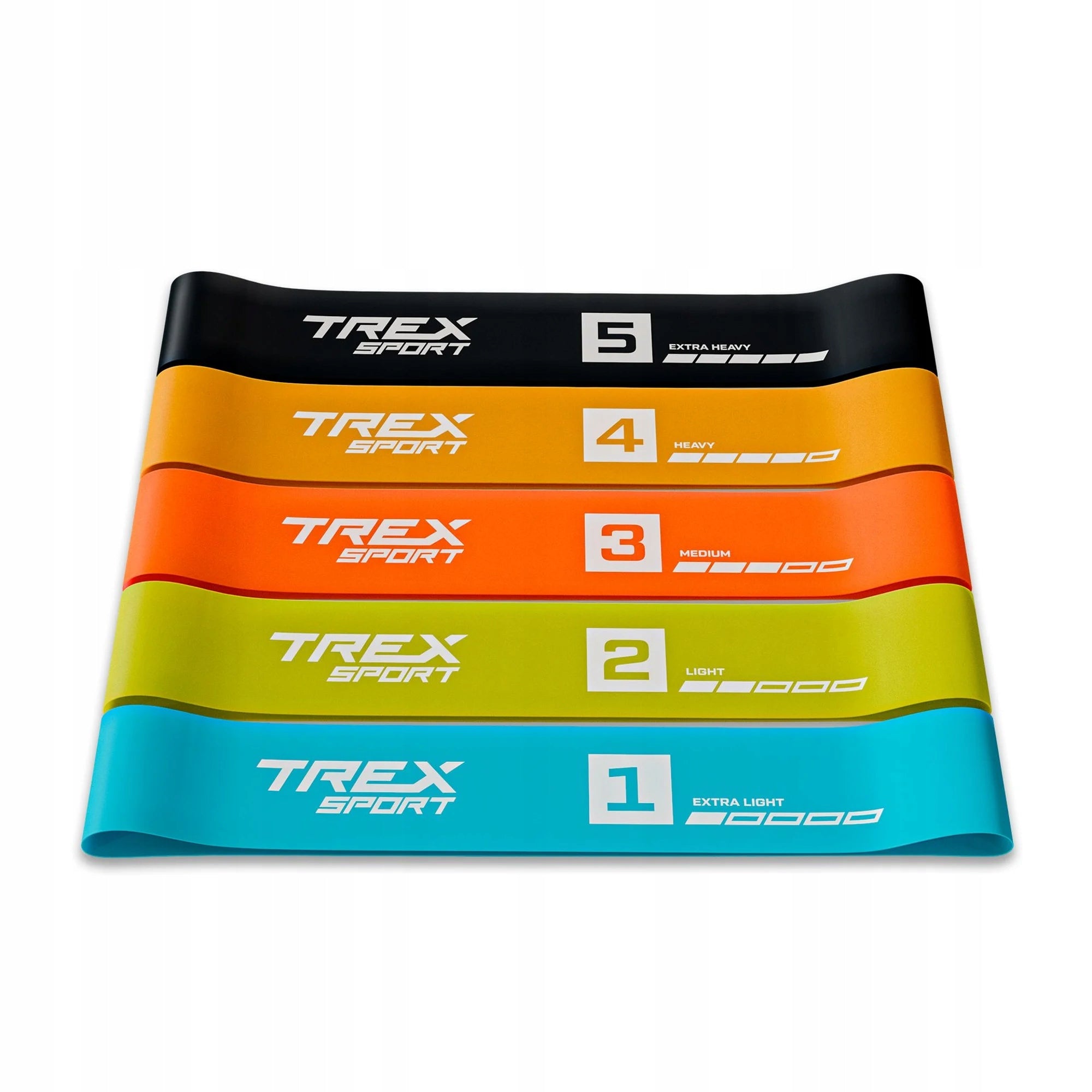 Set of 5 bands for fitness exercise resistance rubber mini band Trex Sport