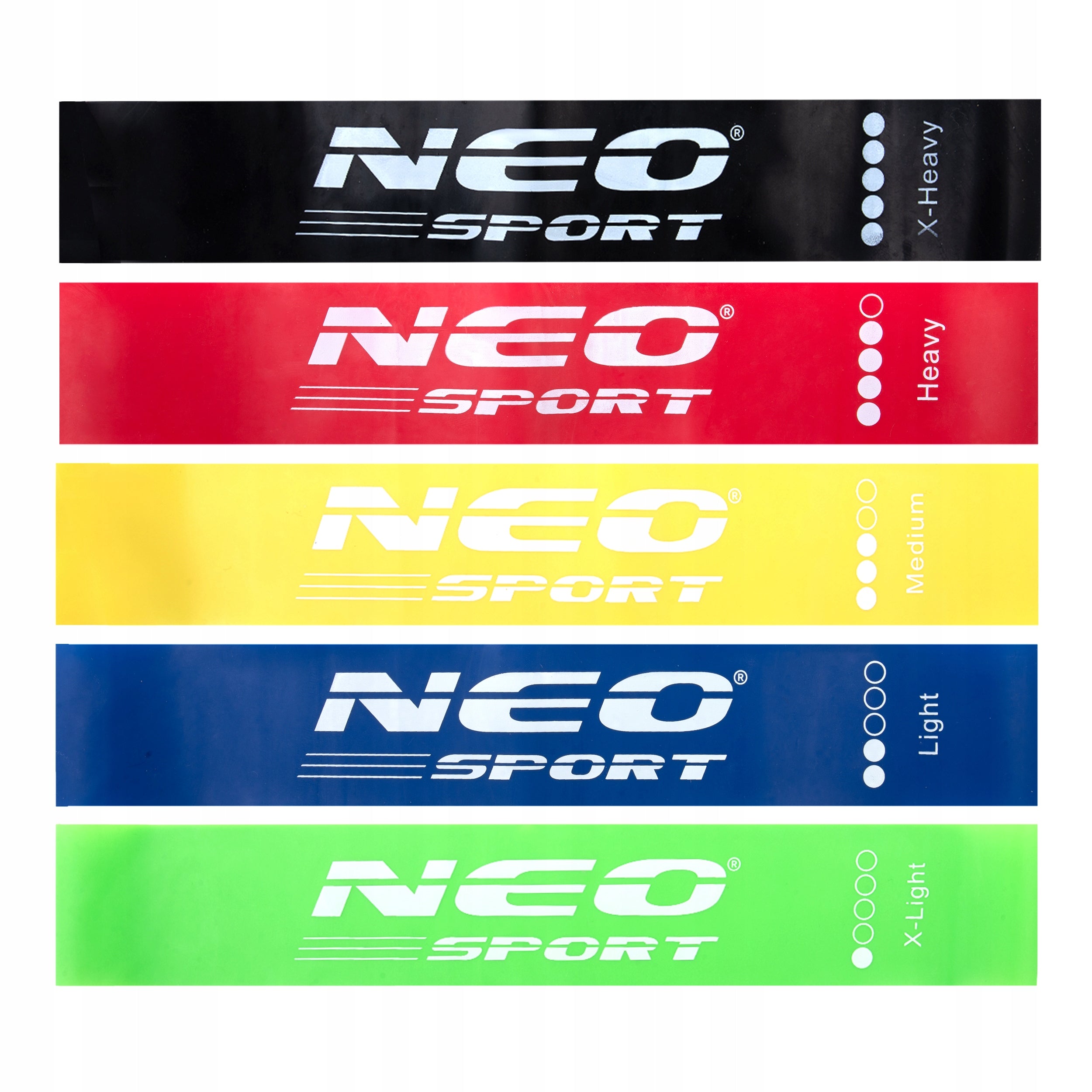 Set of 5 exercise rubbers mini band resistance tape 60x5cm fitness Neo-Sport Color multicolor