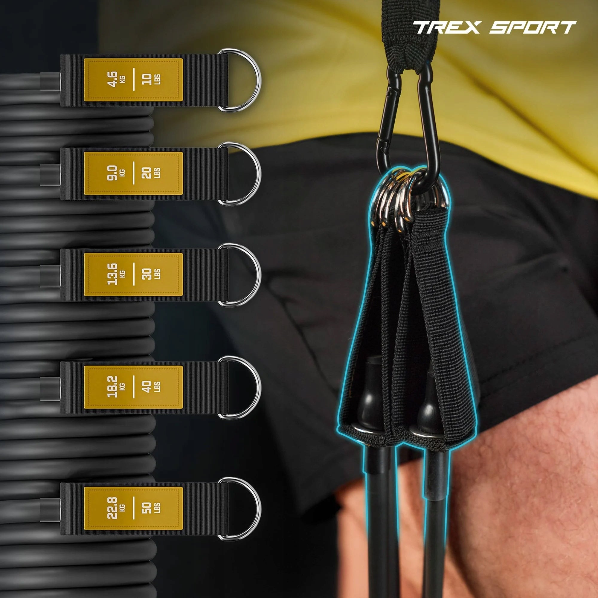 Set of 5 resistance bands expanders for fitness exercises Trex Sport Brand Trex Sport