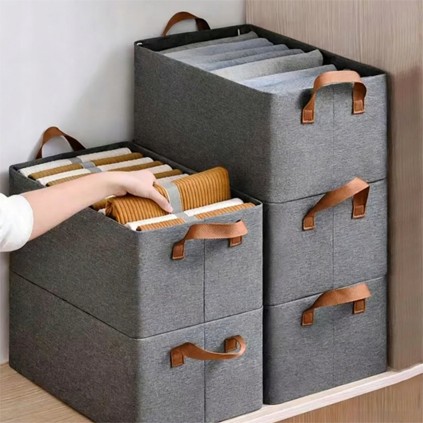 Set of 5 x Clothes Organizer for Drawer Closet Box with Frame Grey Brand no brand