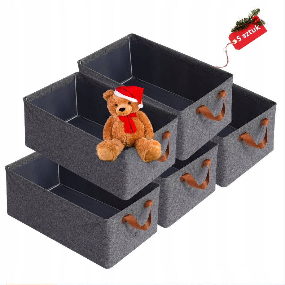 Set of 5 x Clothes Organizer for Drawer Closet Box with Frame Grey