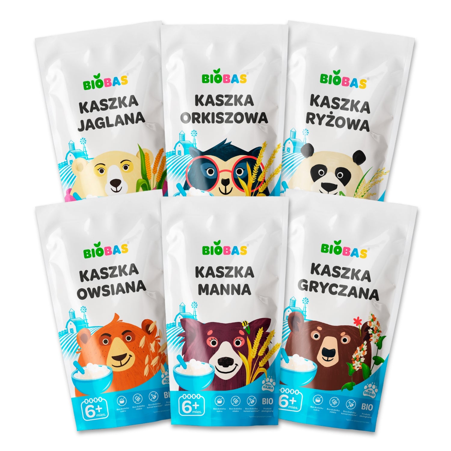 Set of 6 Baby Porridges ECOLOGICAL BIO Natural Porridges Eko / BioBas Age range 6 months+