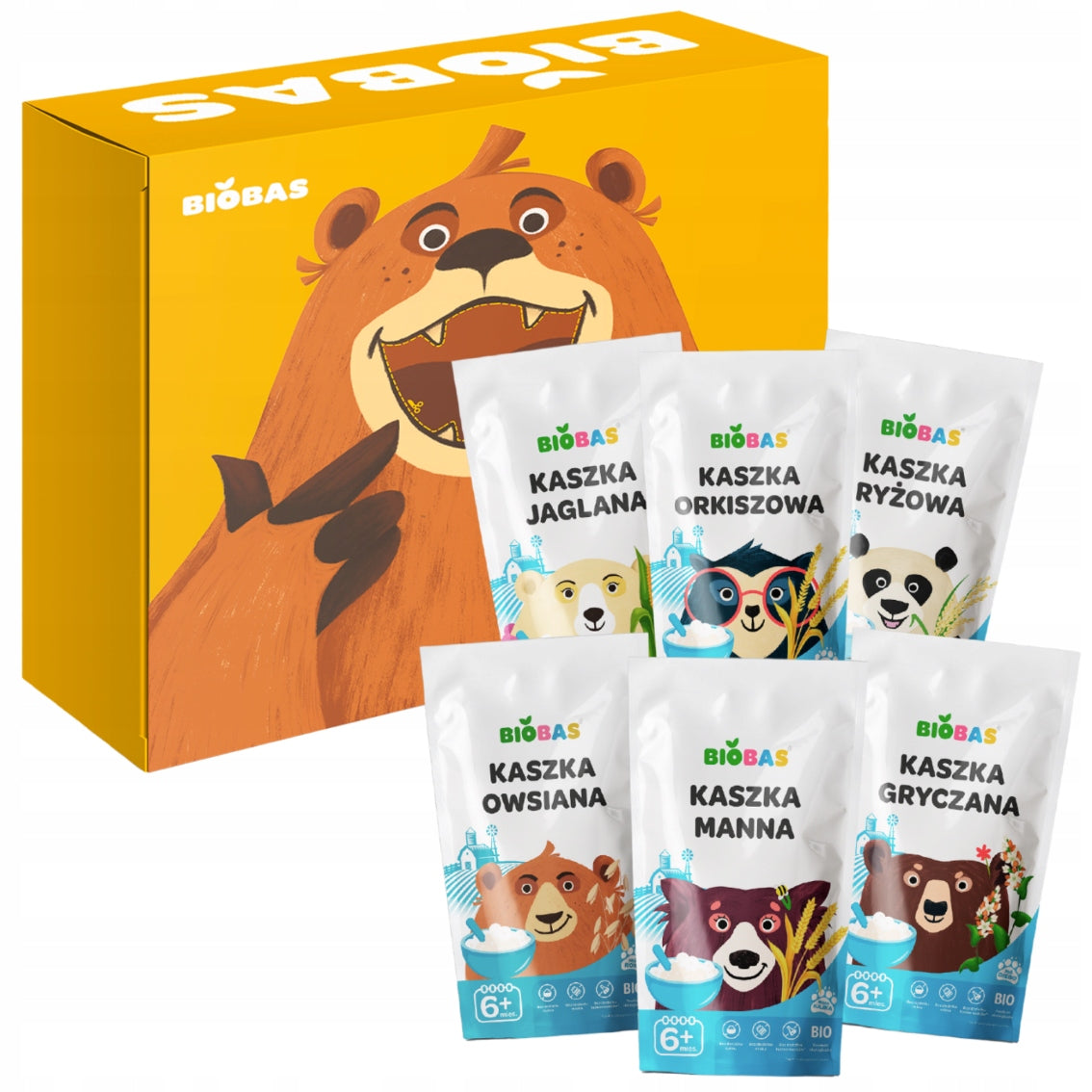 Set of 6 Baby Porridges ECOLOGICAL BIO Natural Porridges Eko / BioBas Brand BioBas
