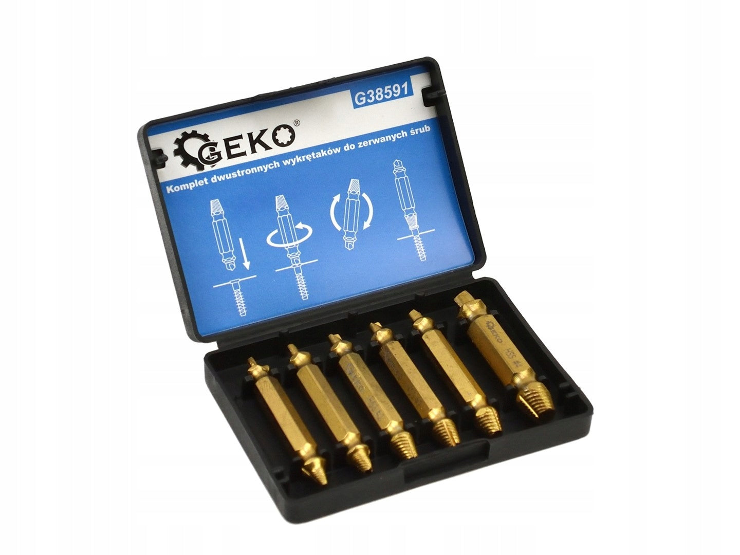 Set of 6 Double Sided Screwdrivers HSS4341 for Broken TiN Screws