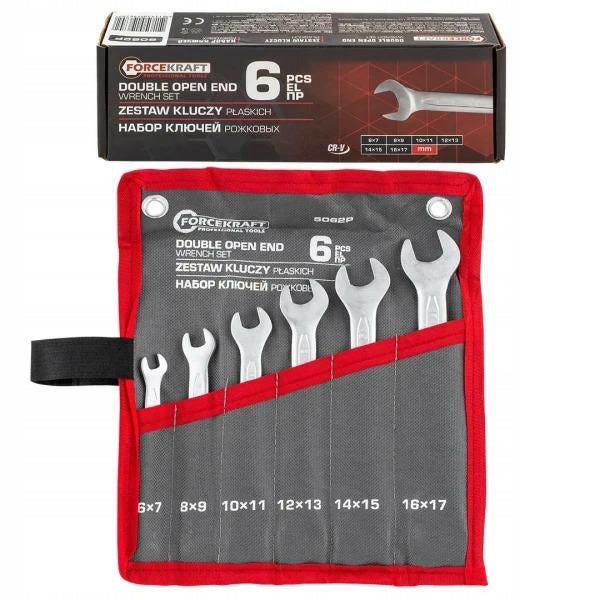 Set of 6 Flat Wrenches 6-17mm CR-V Cover FK-5062P