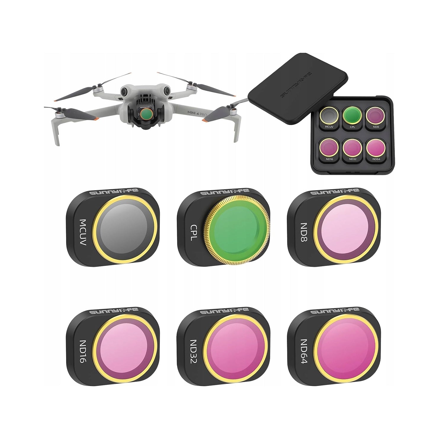 Set of 6 MCUV CPL ND 8 16 32 64 filters for DJI Mini 4 Pro Sunnylife drone