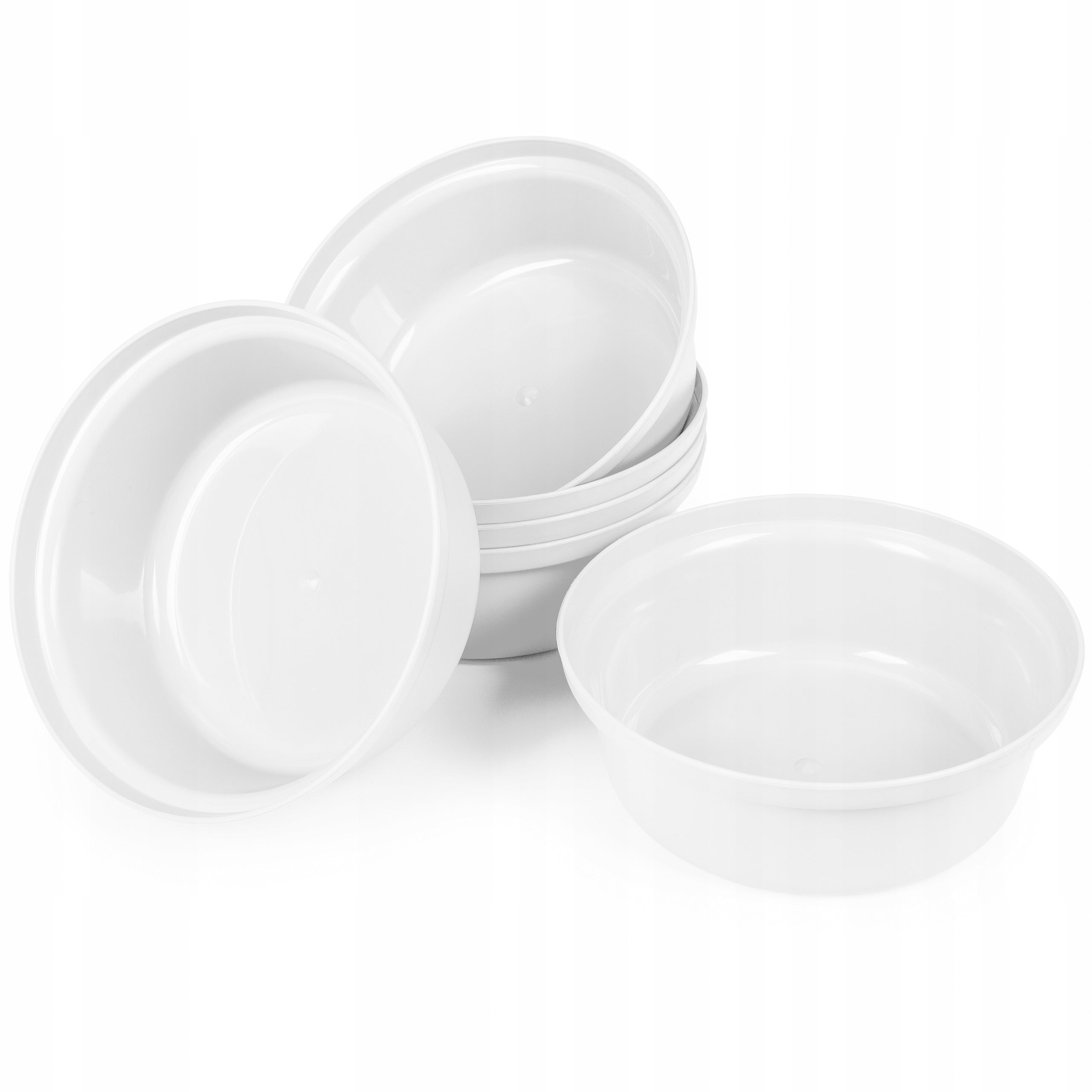 Set of 6 Tourist Bowls Plastic White Reusable Family 0,5L