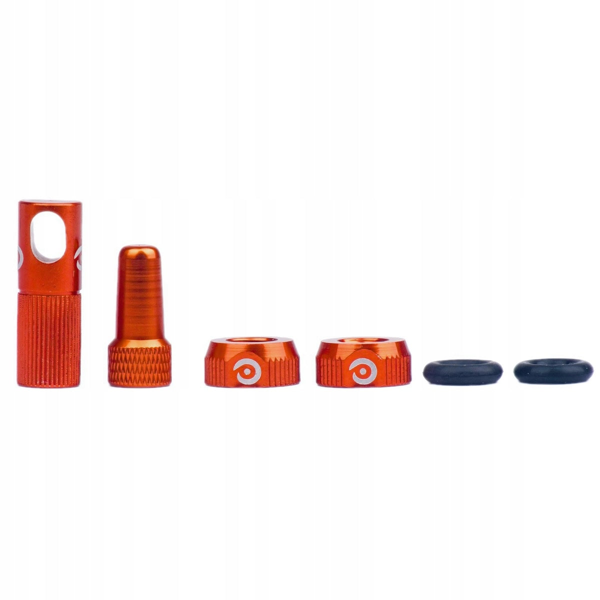 Set of 6in1 cap valve nut presta chrome Momum Tav Booster Orange