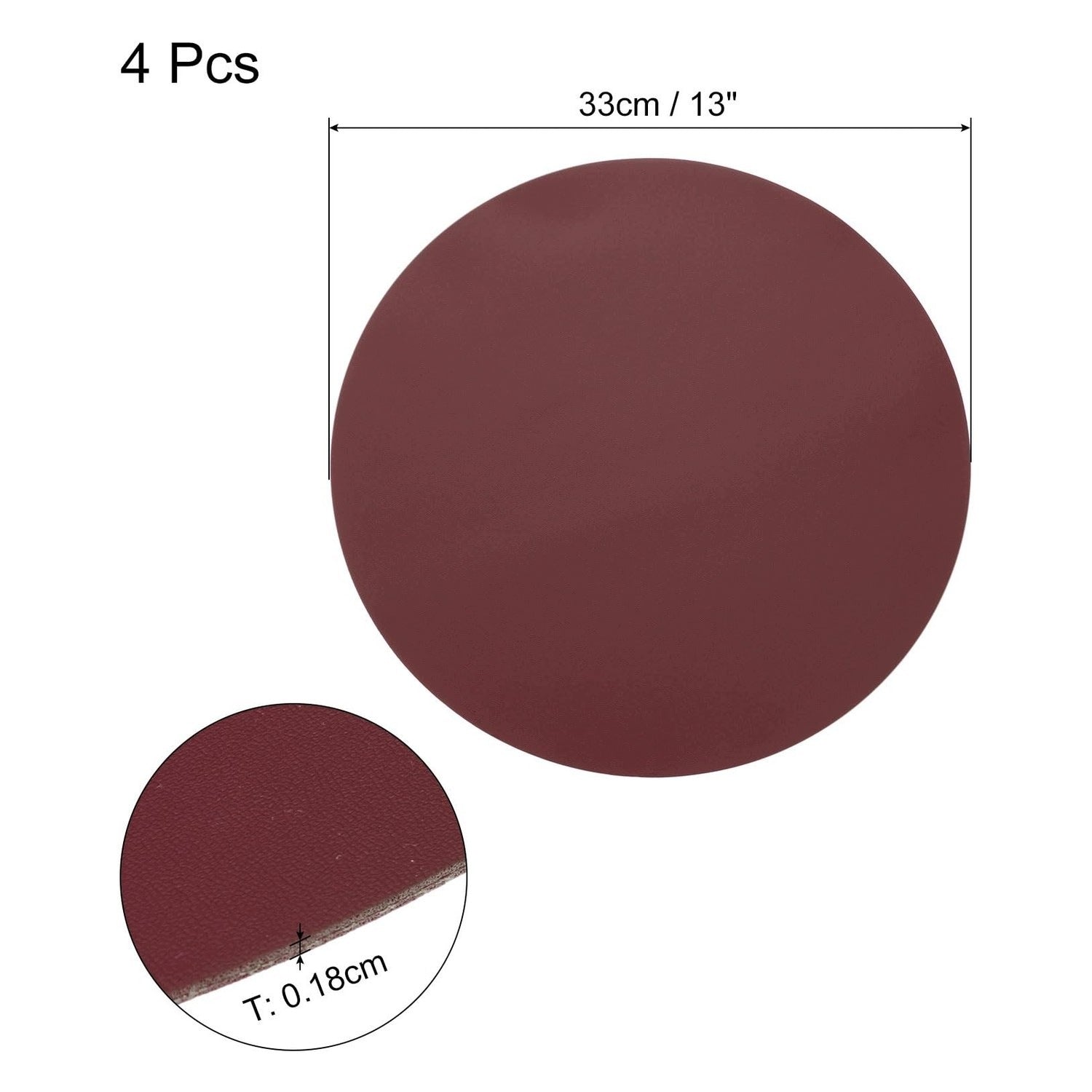 Set of 8 Round PU Pads - Heat Resistant, Burgundy Medical device no