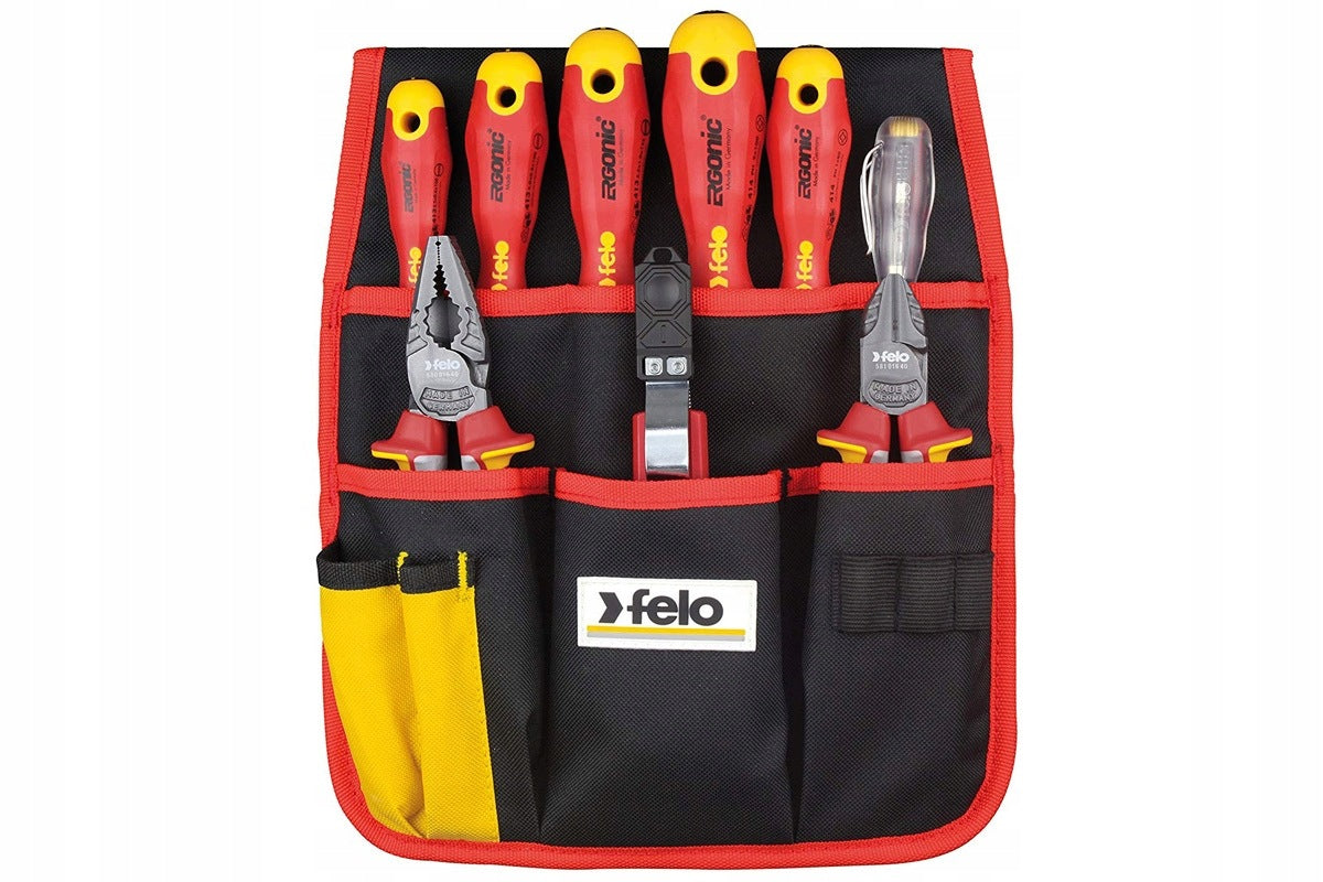 Set of 9 tools for electrician FELO belt case